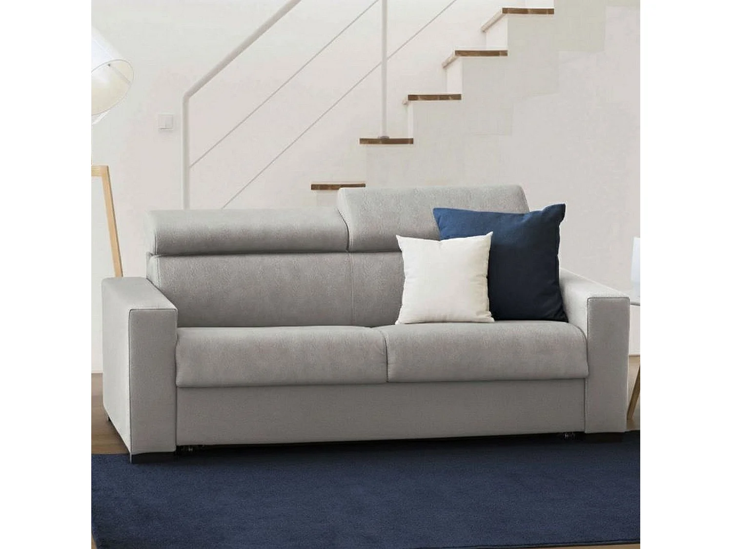 Fete Sofa Dpanad, 2-Sitzer-Sofa, 100% Made in Italy, Sofa-Wohnzimmer, au gepoltertem Stoff, mit vertellbaren Kopftützen und chlanken Armlehnen, Cm 180x95h85, Grau