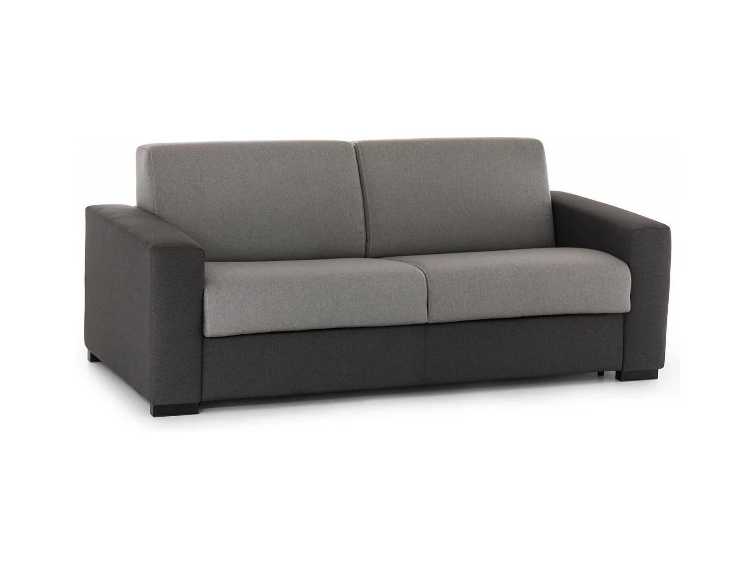 Dgrabb vaste bank, 3-zitsbank, 100% Made in Italy, Woonkamerbank, in gewatteerde stof, met slanke armleuningen, 200x95h90 cm, Grijs en Antraciet