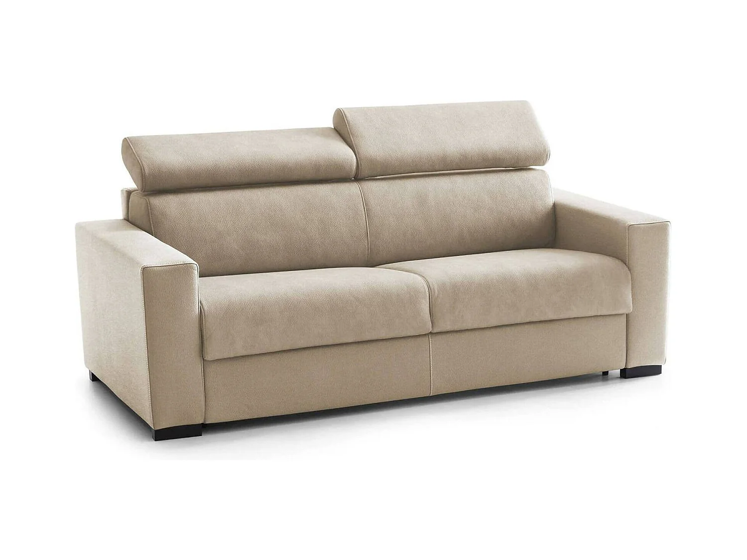 Canapé fixe Dfrar, canapé 3 places, 100% Made in Italy, Canapé de salon, en tissu rembourré, avec appuie-tête réglables et accoudoirs standards, 220x95h85 cm, Beige