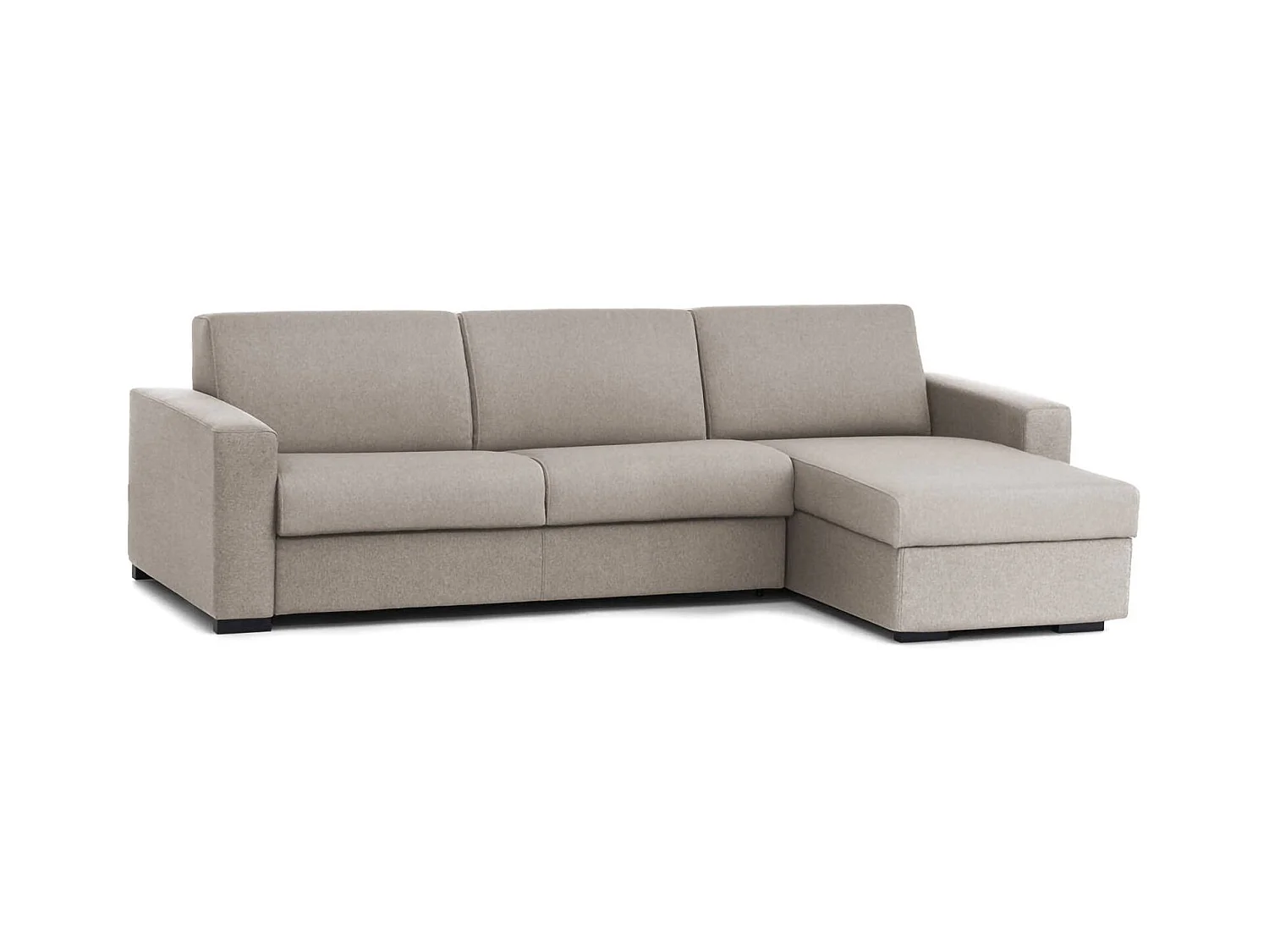 Divano fisso con penisola in tessuto tortora 280x95h90 cm