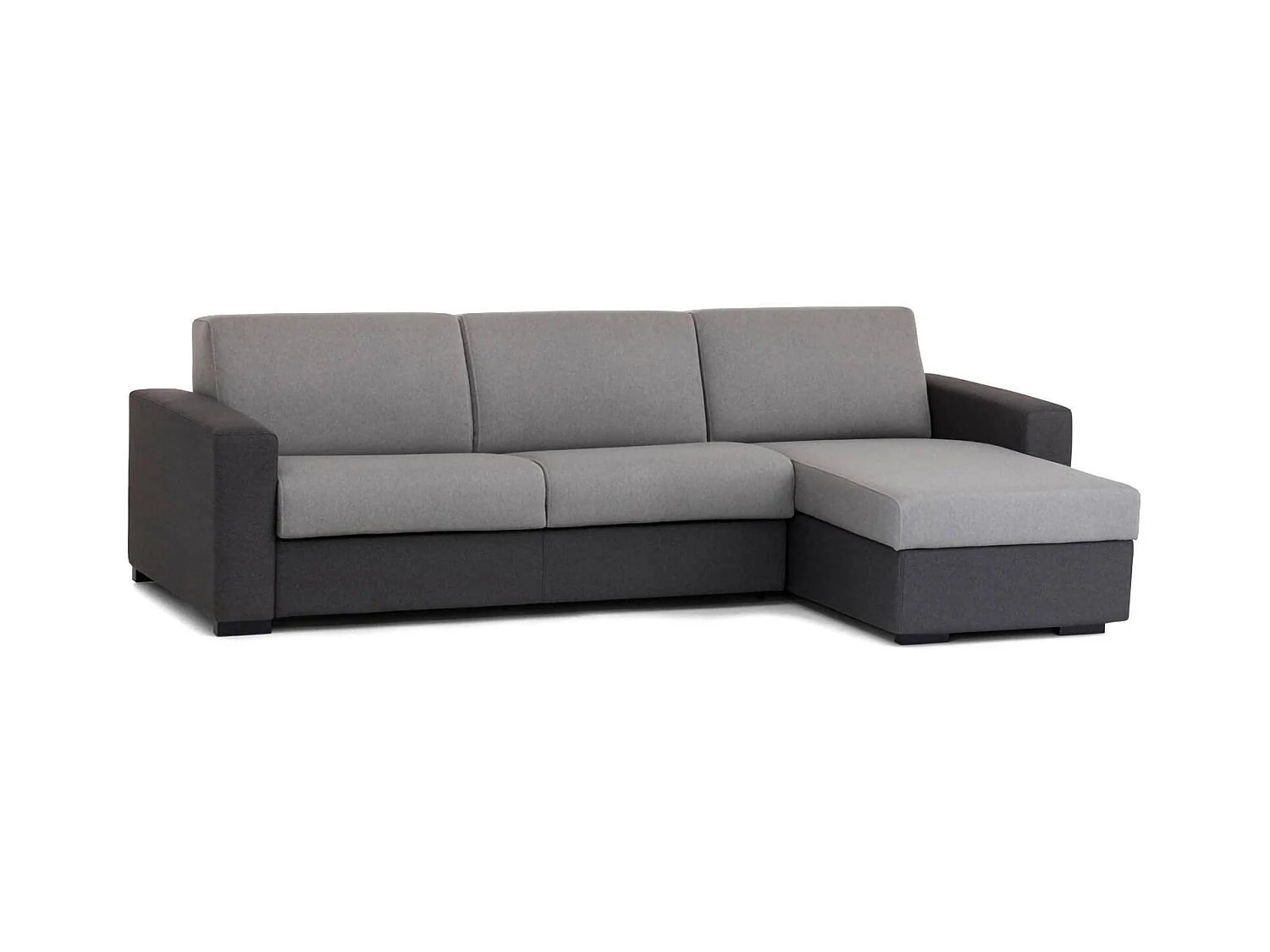 Divano fisso con penisola in tessuto grigio, antracite 280x95h90 cm