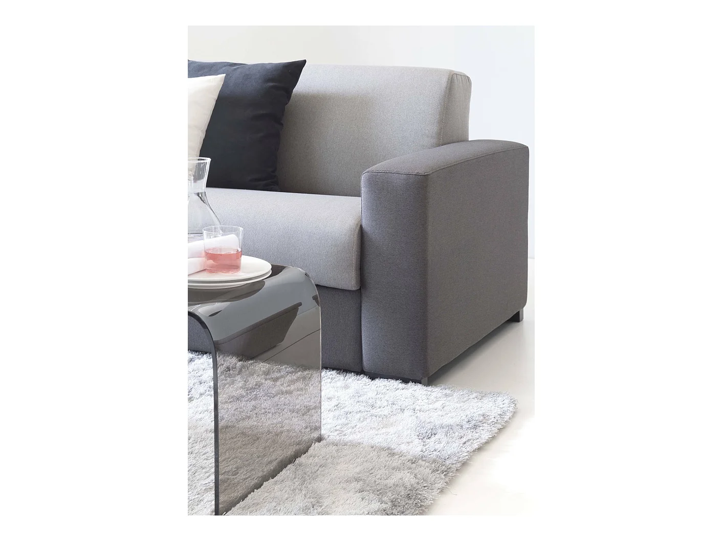 Divano fisso con penisola in tessuto grigio, antracite 280x95h90 cm