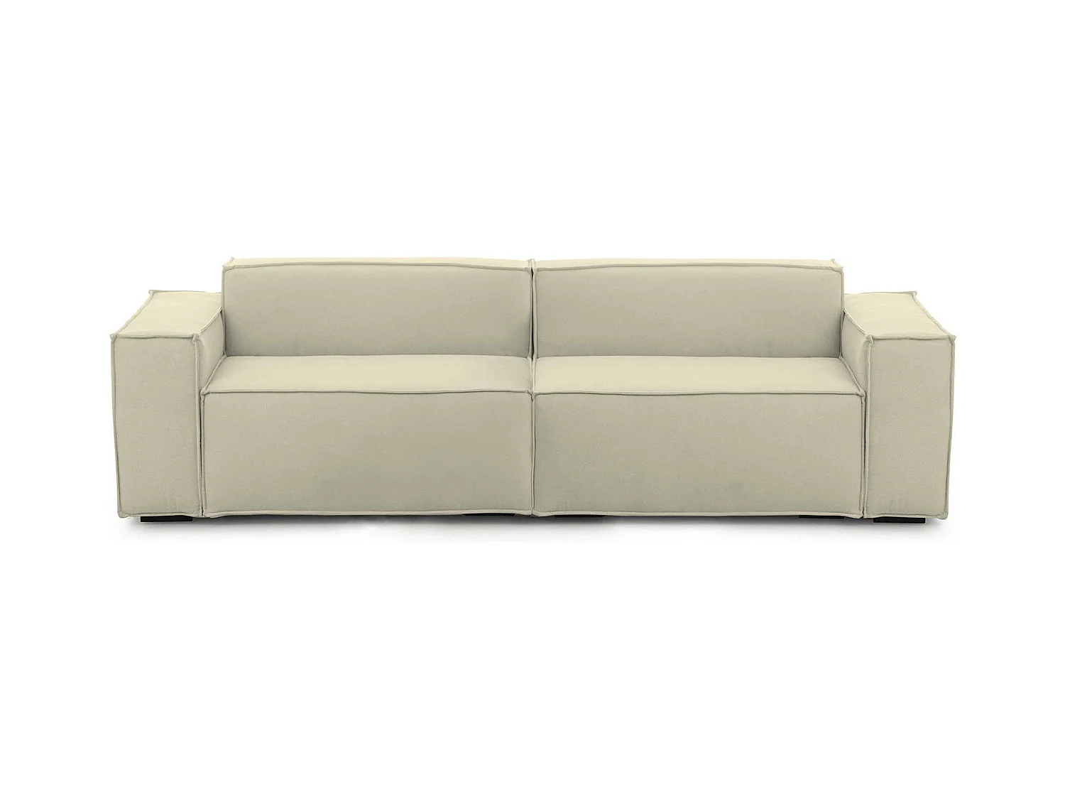 Canapé fixe Dmelucc, canapé modulable linéaire 3 places, 100% Made in Italy, Canapé de salon moderne en tissu, 260x95h70 cm, Beige