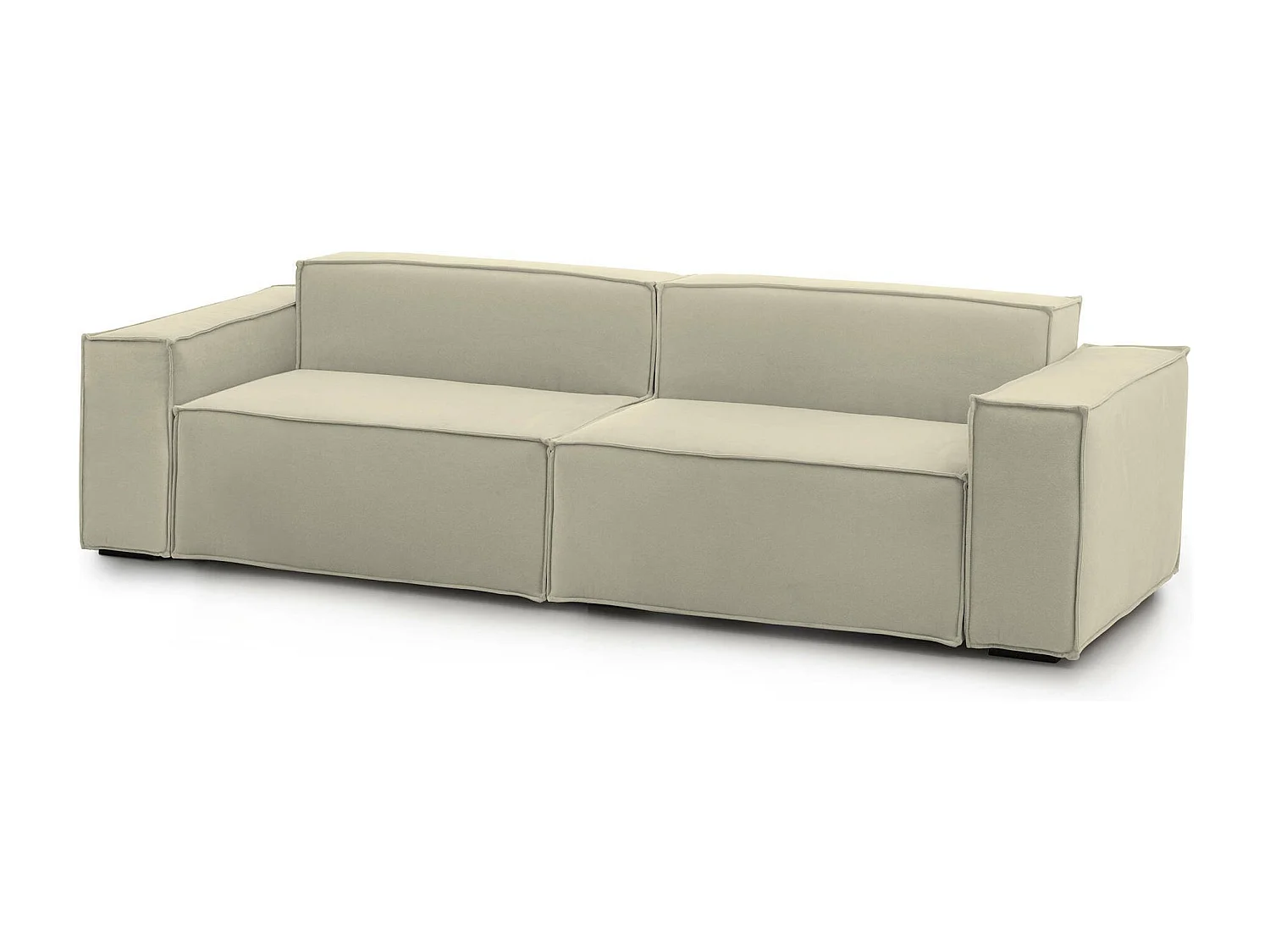 Dmelucc vaste bank, 3-zits lineaire modulaire bank, 100% Made in Italy, Moderne woonkamerbank in stof, 260x95h70 cm, Beige