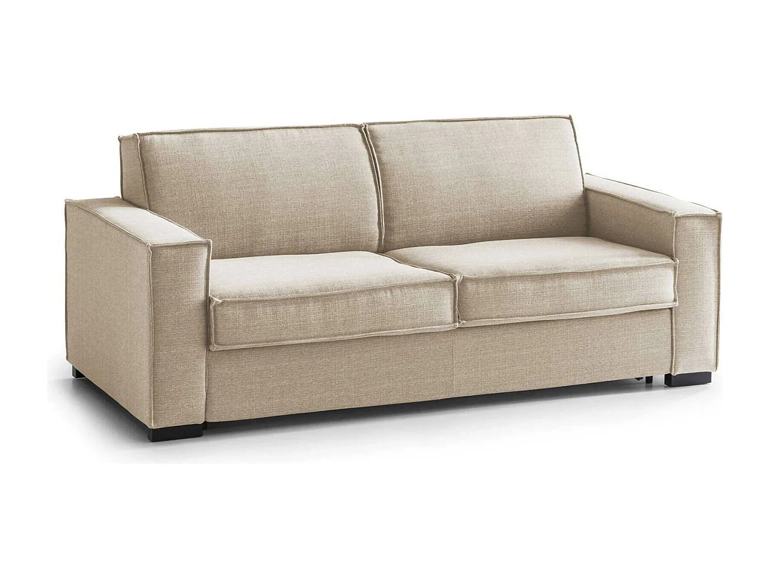 Dauder vaste bank, 2-zitsbank, 100% Made in Italy, Woonkamerbank in stof, met slanke armleuningen, 160x95h90 cm, Beige