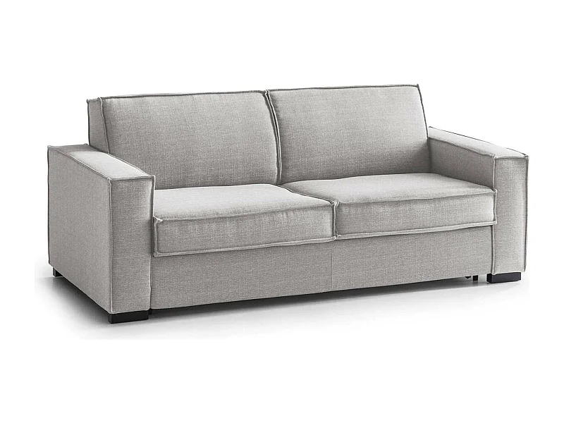 Sofá fijo Daarn, Sofá de 3 plazas, 100% Made in Italy, Sofá de salón en tela, con reposabrazos delgados, Cm 200x95h90, Gris