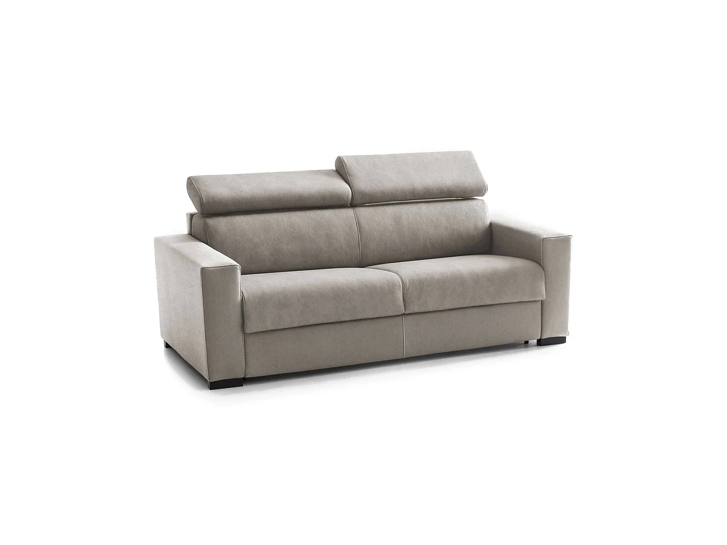 Canapé fixe Dpanad, canapé 2 places, 100% Made in Italy, Canapé de salon, en tissu rembourré, avec appuie-tête réglables et accoudoirs fins, Cm 180x95h85, Taupe