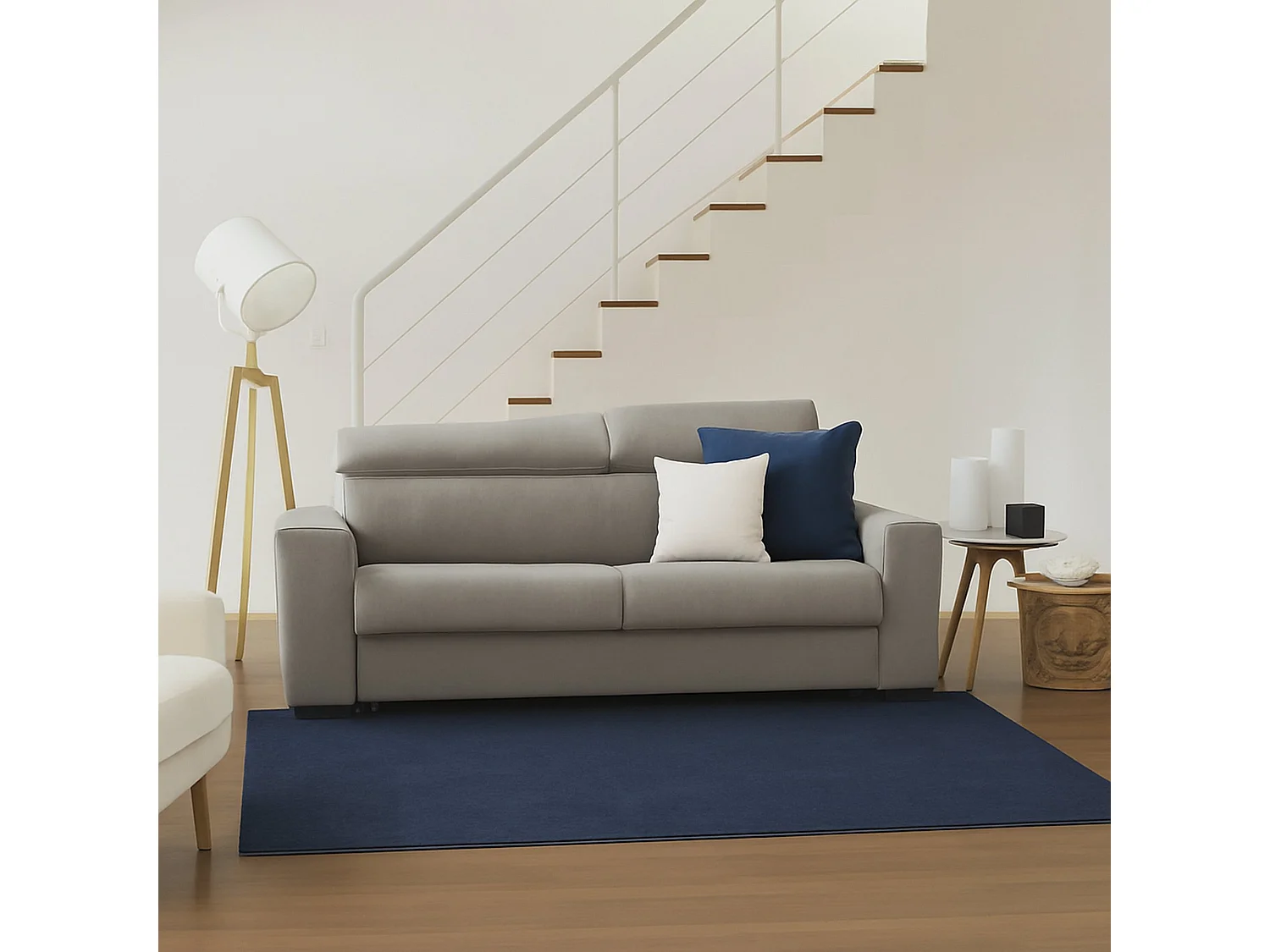Canapé fixe Dpanad, canapé 2 places, 100% Made in Italy, Canapé de salon, en tissu rembourré, avec appuie-tête réglables et accoudoirs fins, Cm 180x95h85, Taupe