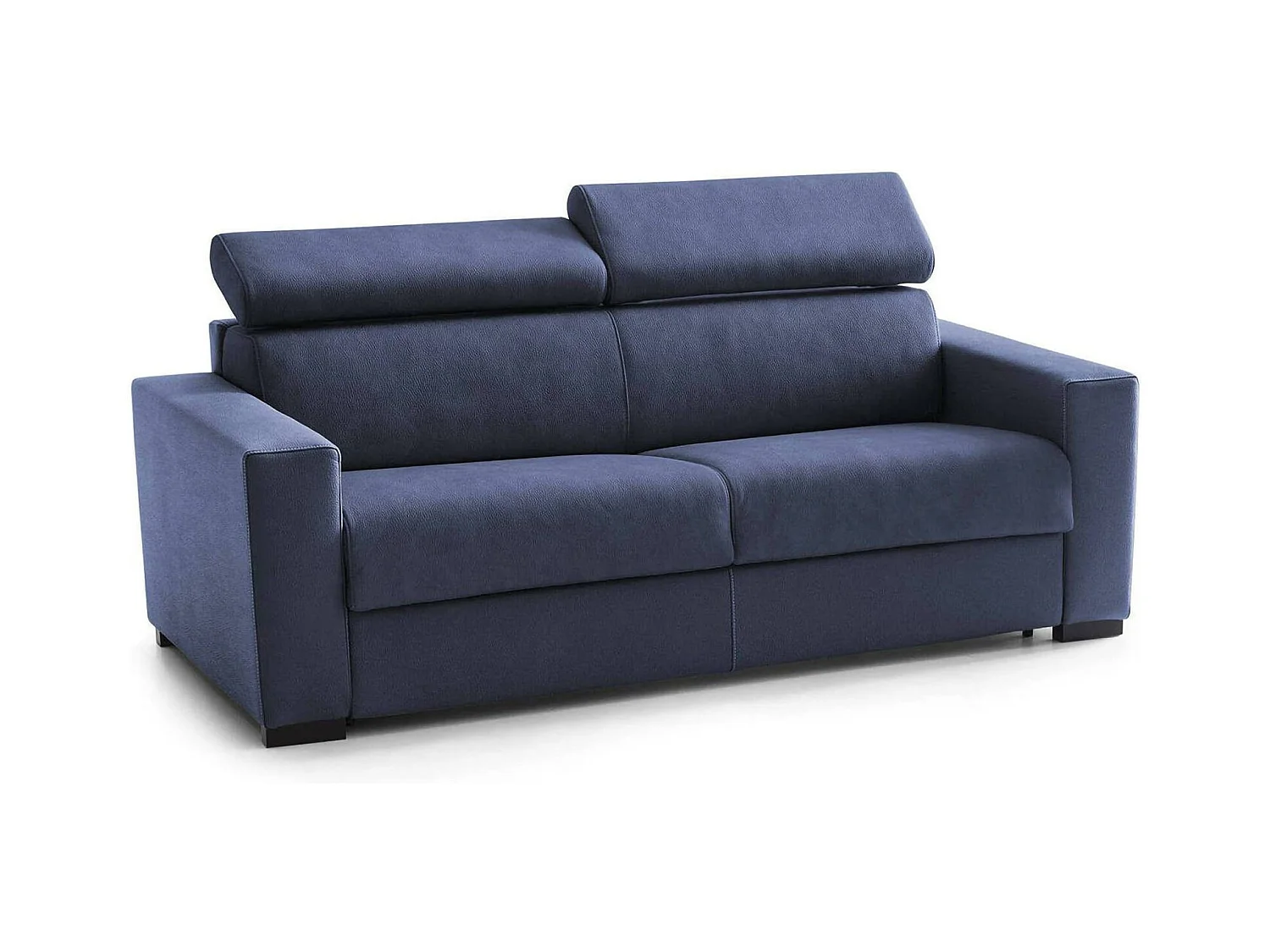 Canapé fixe Dfrar, canapé 3 places, 100% Made in Italy, Canapé de salon, en tissu rembourré, avec appuie-tête réglables et accoudoirs standards, 220x95h85 cm, Bleu