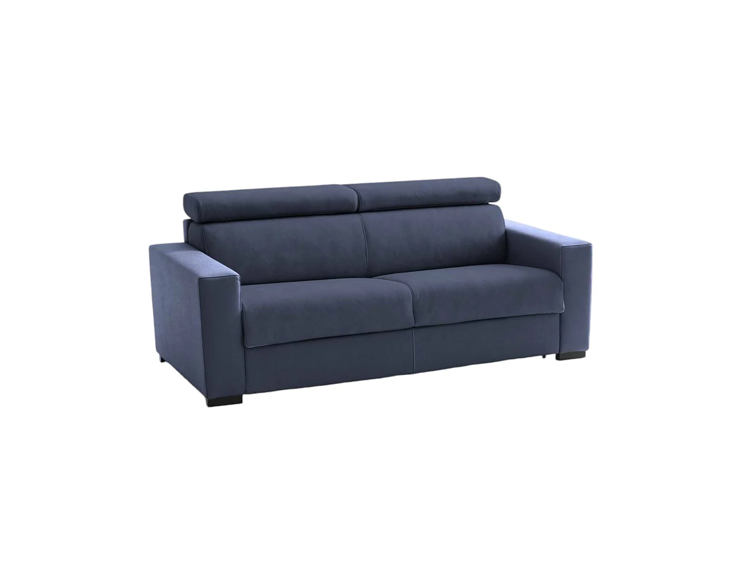 Canapé fixe Dfrar, canapé 3 places, 100% Made in Italy, Canapé de salon, en tissu rembourré, avec appuie-tête réglables et accoudoirs standards, 220x95h85 cm, Bleu