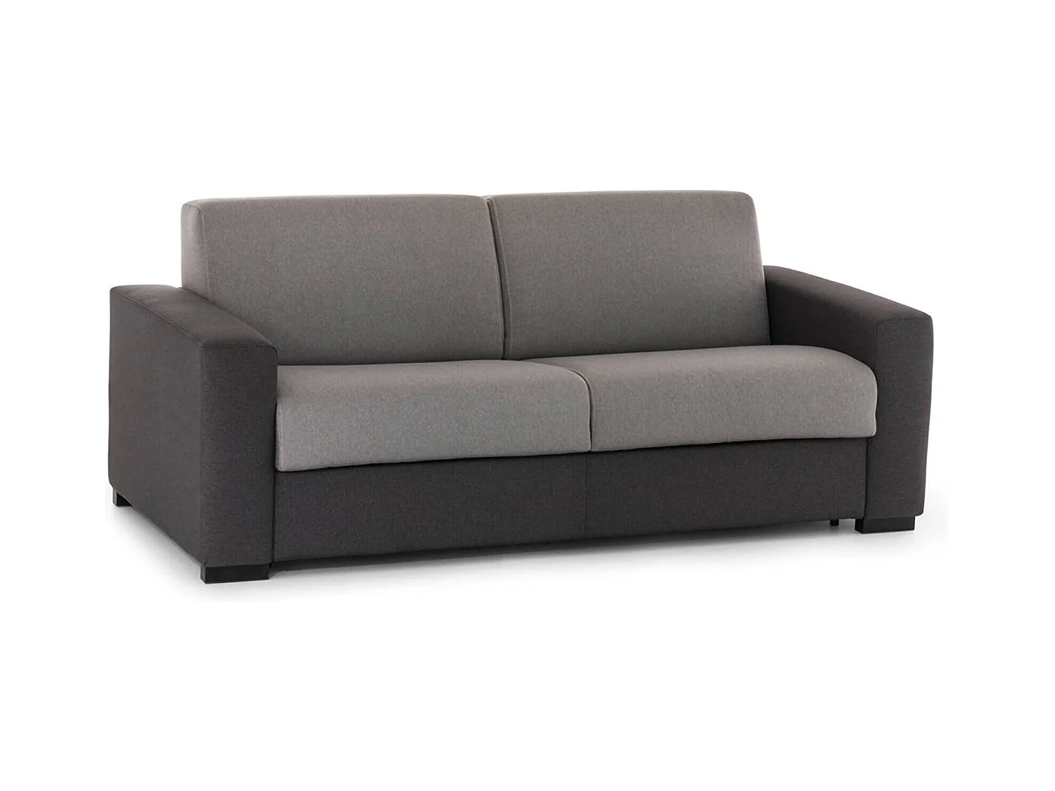 Vaste bank Dciucc, 3-zitsbank, 100% Made in Italy, Woonkamerbank in gewatteerde stof, met standaard armleuningen, 220x95h90 cm, Grijs en Antraciet