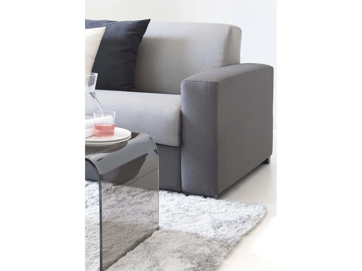 Canapé fixe Dciucc, canapé 3 places, 100% Made in Italy, Canapé de salon en tissu rembourré, avec accoudoirs standards, 220x95h90 cm, Gris et Anthracite