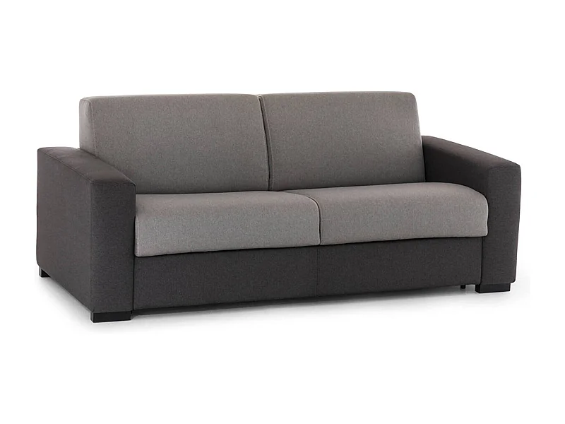 Sofá fixo Dciucc, sofá de 3 lugares, 100% Fabricado na Itália, Sofá da sala em tecido acolchoado, com braços padrão, 220x95h90 cm, Cinza e Antracite