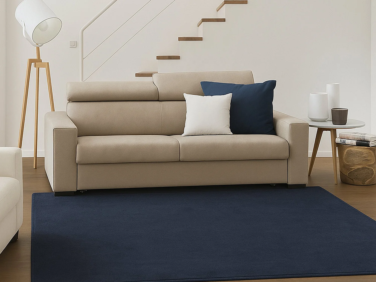 Canapé 2 places en tissu beige TALAMO