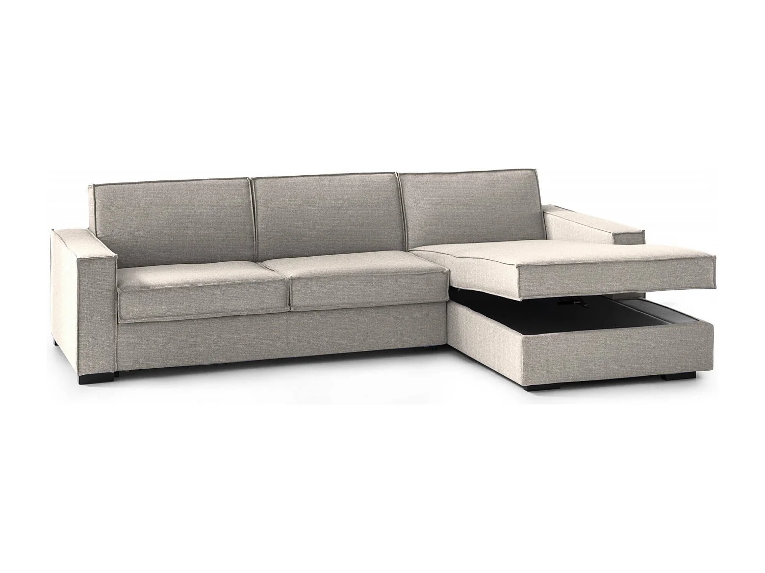 Sofá fixo Dkiyin, Sofá de canto, 100% Fabricado na Itália, Sofá da sala com, Península de contêiner direita, com braços padrão, Cm 280x95h90, Taupe