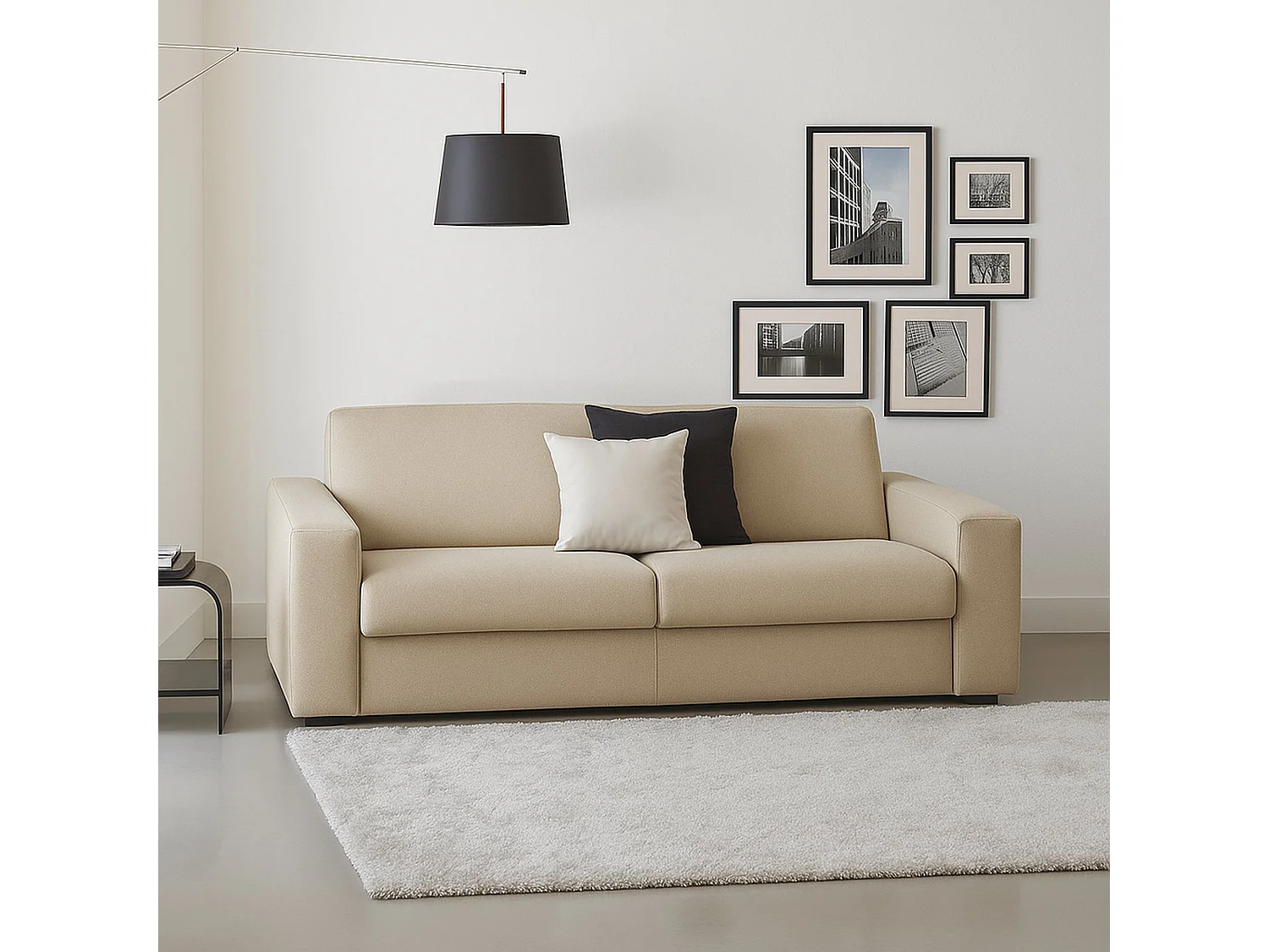 Canapé fixe Dpalett, canapé 2 places, 100% Made in Italy, Canapé de salon en tissu rembourré, avec accoudoirs standards, 180x95h90 cm, Beige
