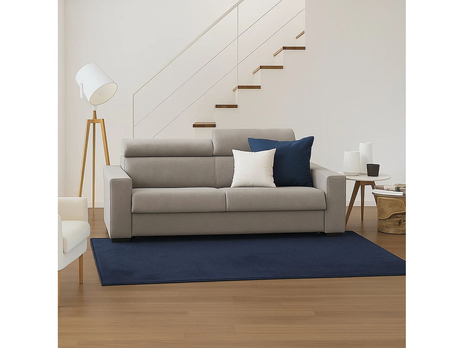 Canapé fixe Dfrar, canapé 3 places, 100% Made in Italy, Canapé de salon, en tissu rembourré, avec appuie-tête réglables et accoudoirs standards, 220x95h85 cm, Taupe