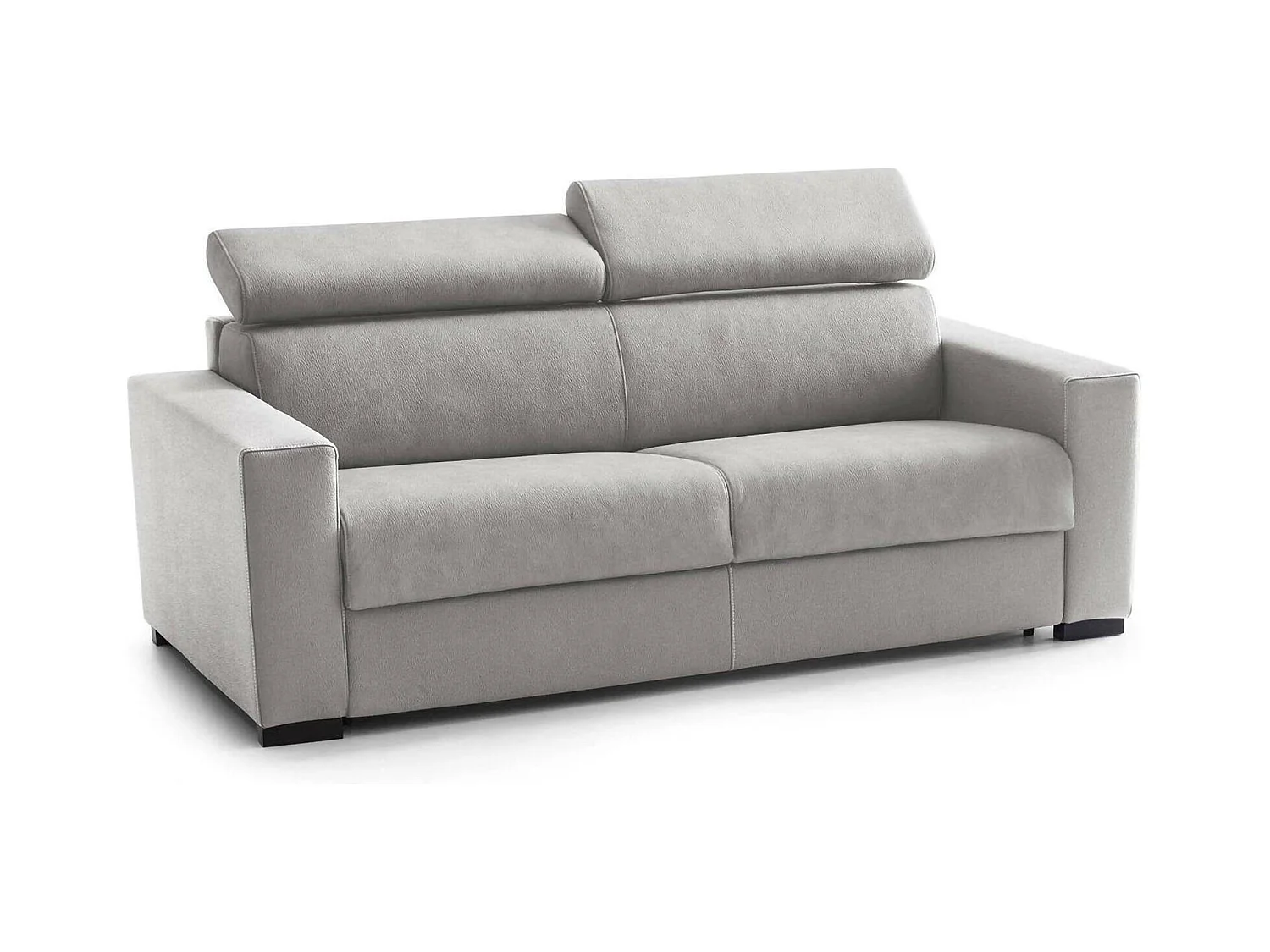 Canapé fixe Dmicel, canapé 3 places, 100% Made in Italy, Canapé de salon, en tissu rembourré, avec appuie-tête réglables et accoudoirs fins, 220x95h85 cm, Gris