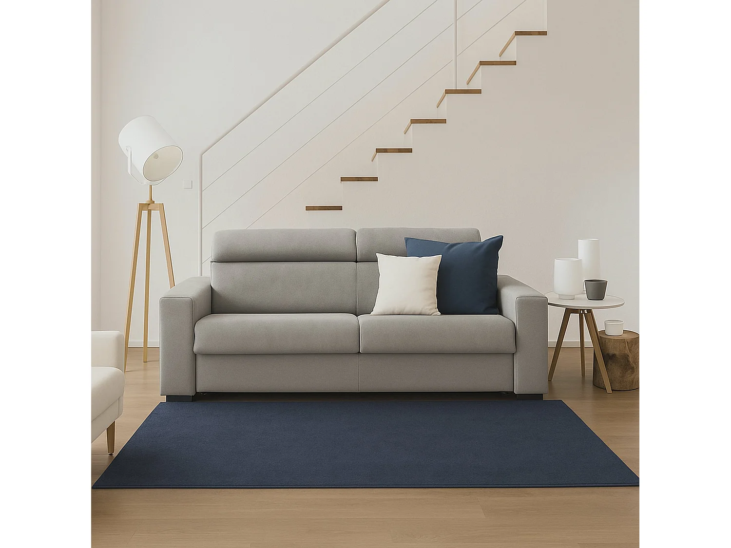 Canapé fixe Dmicel, canapé 3 places, 100% Made in Italy, Canapé de salon, en tissu rembourré, avec appuie-tête réglables et accoudoirs fins, 220x95h85 cm, Gris