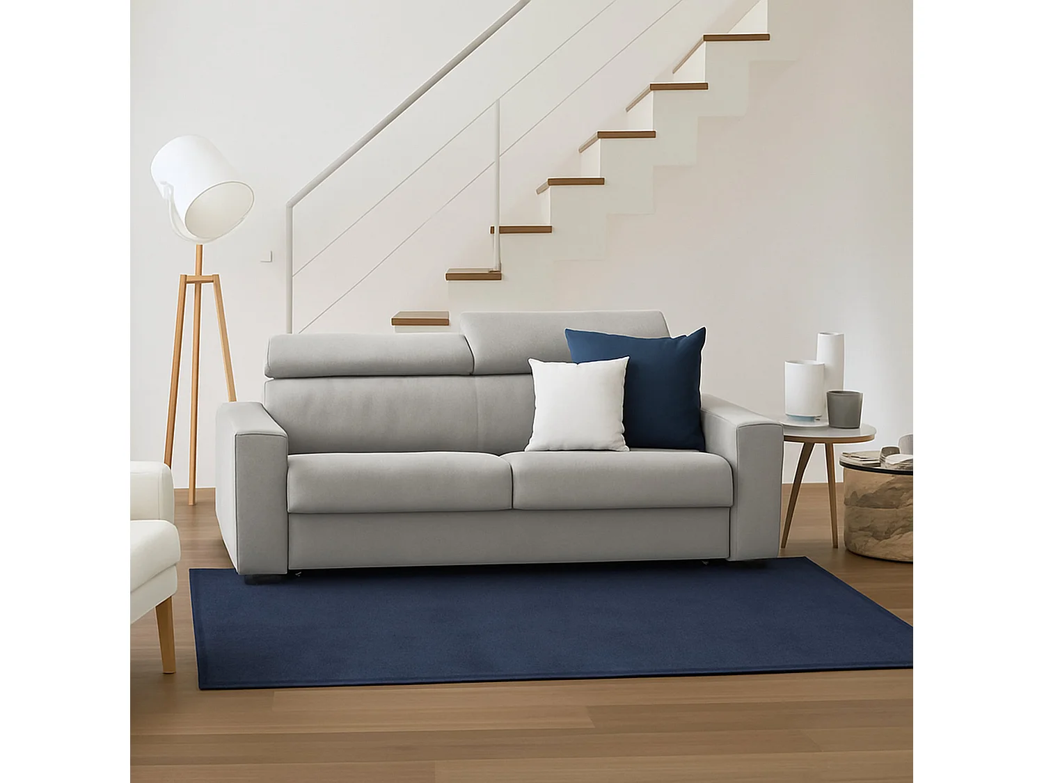 Canapé fixe Diannon, Grand Canapé 2 places, 100% Made in Italy, Canapé Salon, en tissu matelassé, avec appuis-tête réglables et accoudoirs fins, Cm 200x95h85, Gris