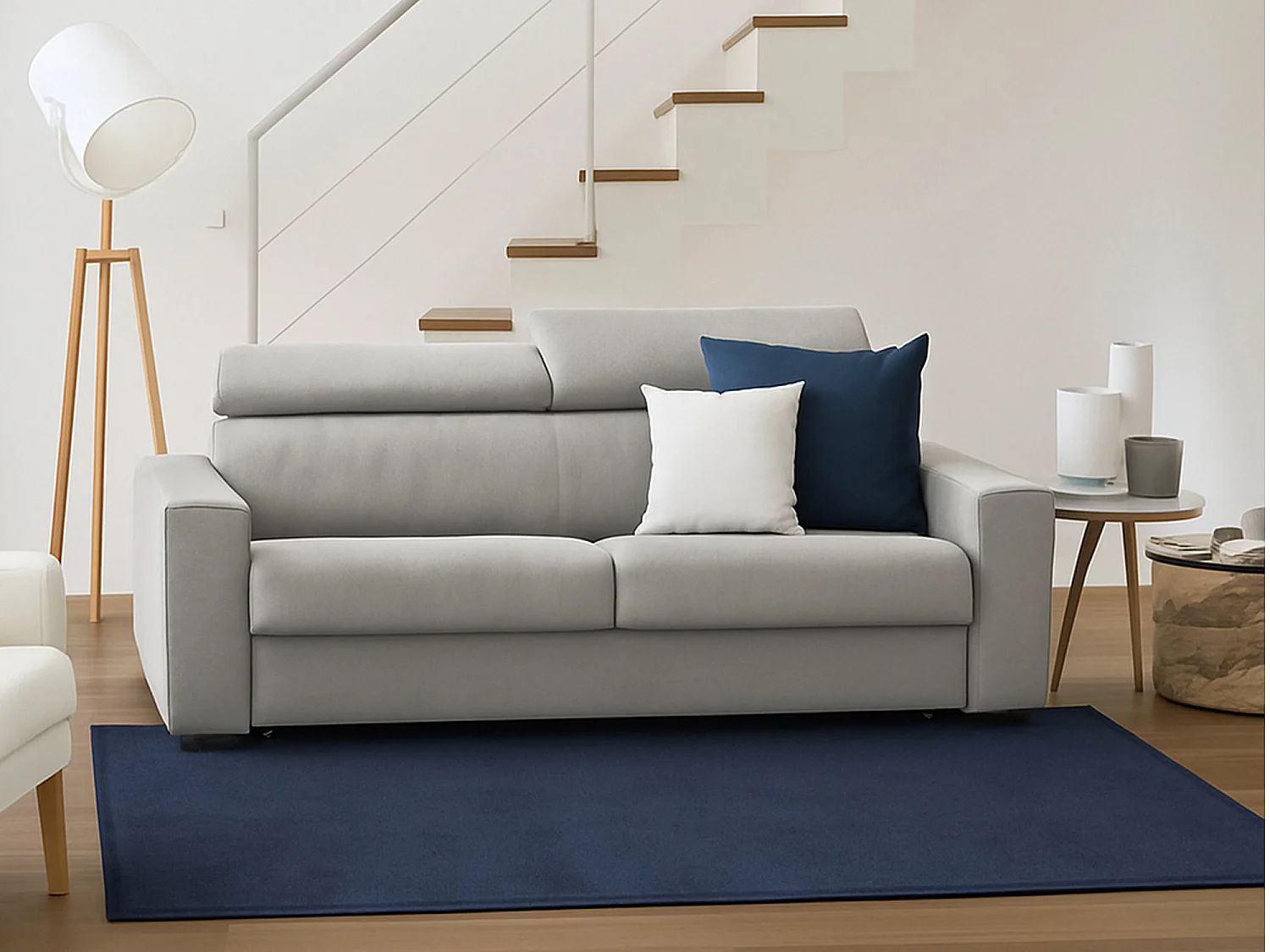 Canapé fixe Diannon, Grand Canapé 2 places, 100% Made in Italy, Canapé Salon, en tissu matelassé, avec appuis-tête réglables et accoudoirs fins, Cm 200x95h85, Gris