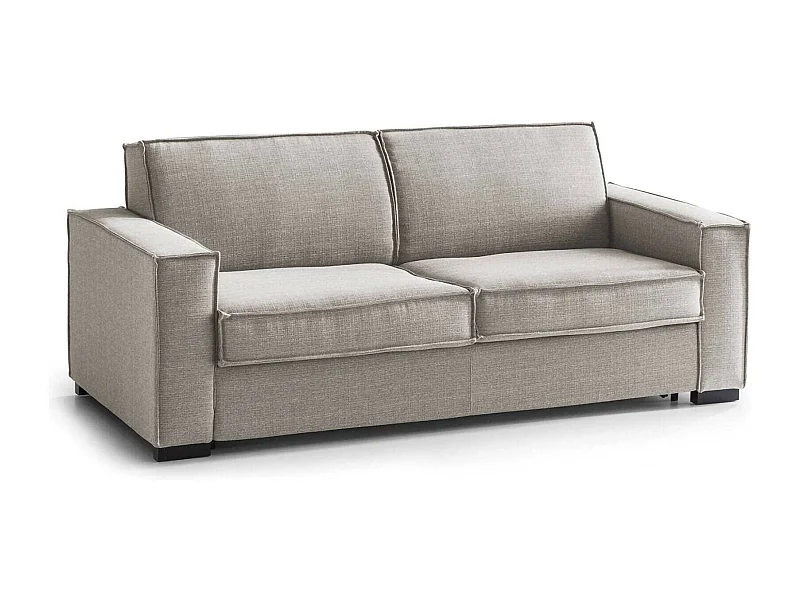 Dospin vaste bank, 3-zitsbank, 100% Made in Italy, Woonkamerbank in stof, met standaard armleuningen, 220x95h90 cm, Taupe