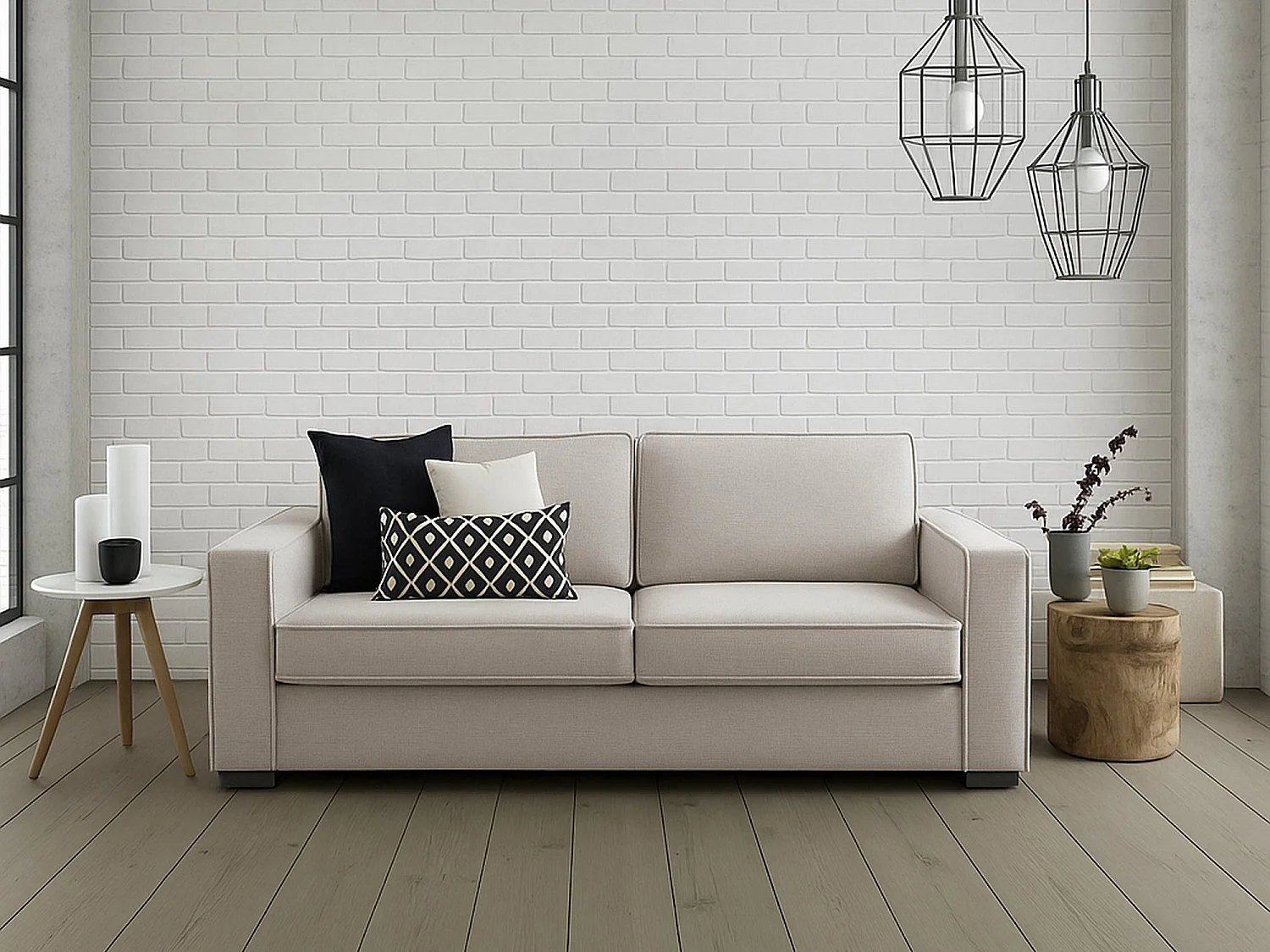 Divano Fisso 3 Posti Diopside, Sfoderabile Made in Italy, 95x220 cm Grigio Tortora