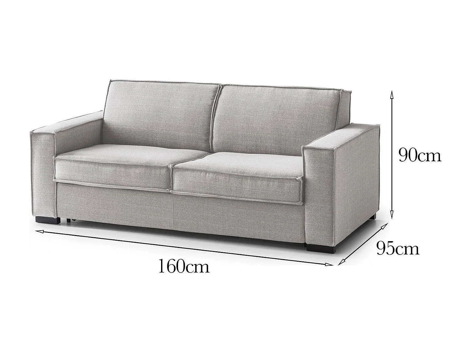 Canapé fixe Dauder, canapé 2 places, 100% Made in Italy, Canapé de salon en tissu, avec accoudoirs fins, 160x95h90 cm, Gris