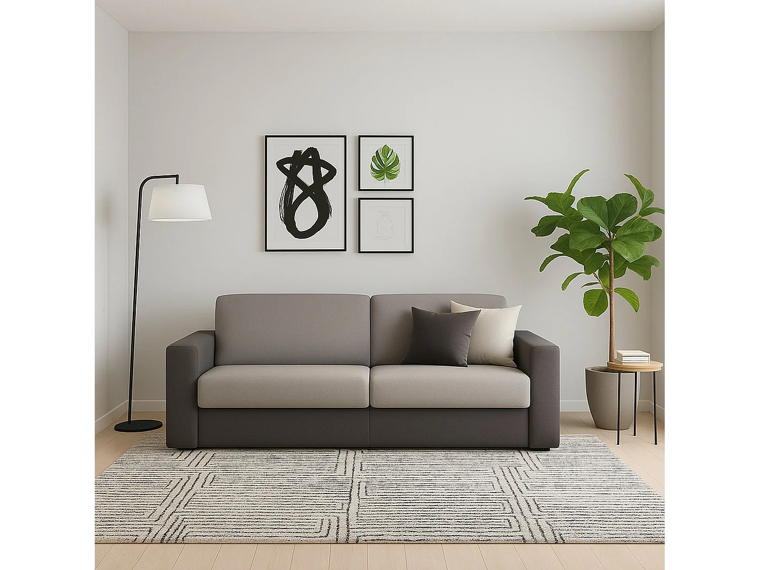 Canapé fixe Dpalett, canapé 2 places, 100% Made in Italy, Canapé de salon en tissu rembourré, avec accoudoirs standards, 180x95h90 cm, Gris et Anthracite
