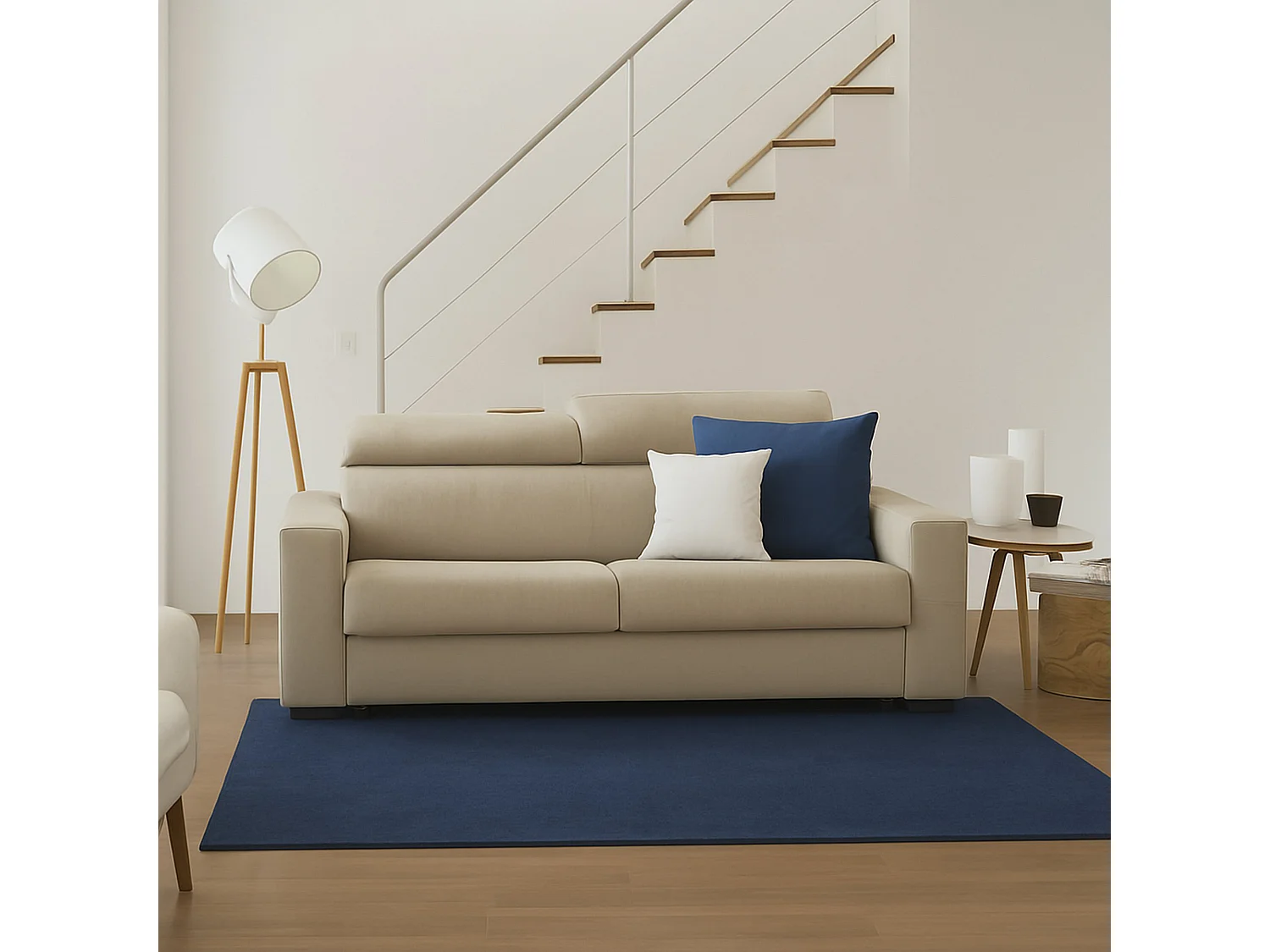 Canapé fixe Diannon, Grand Canapé 2 places, 100% Made in Italy, Canapé Salon, en tissu matelassé, avec appuis-tête réglables et accoudoirs fins, Cm 180x95h85, Beige