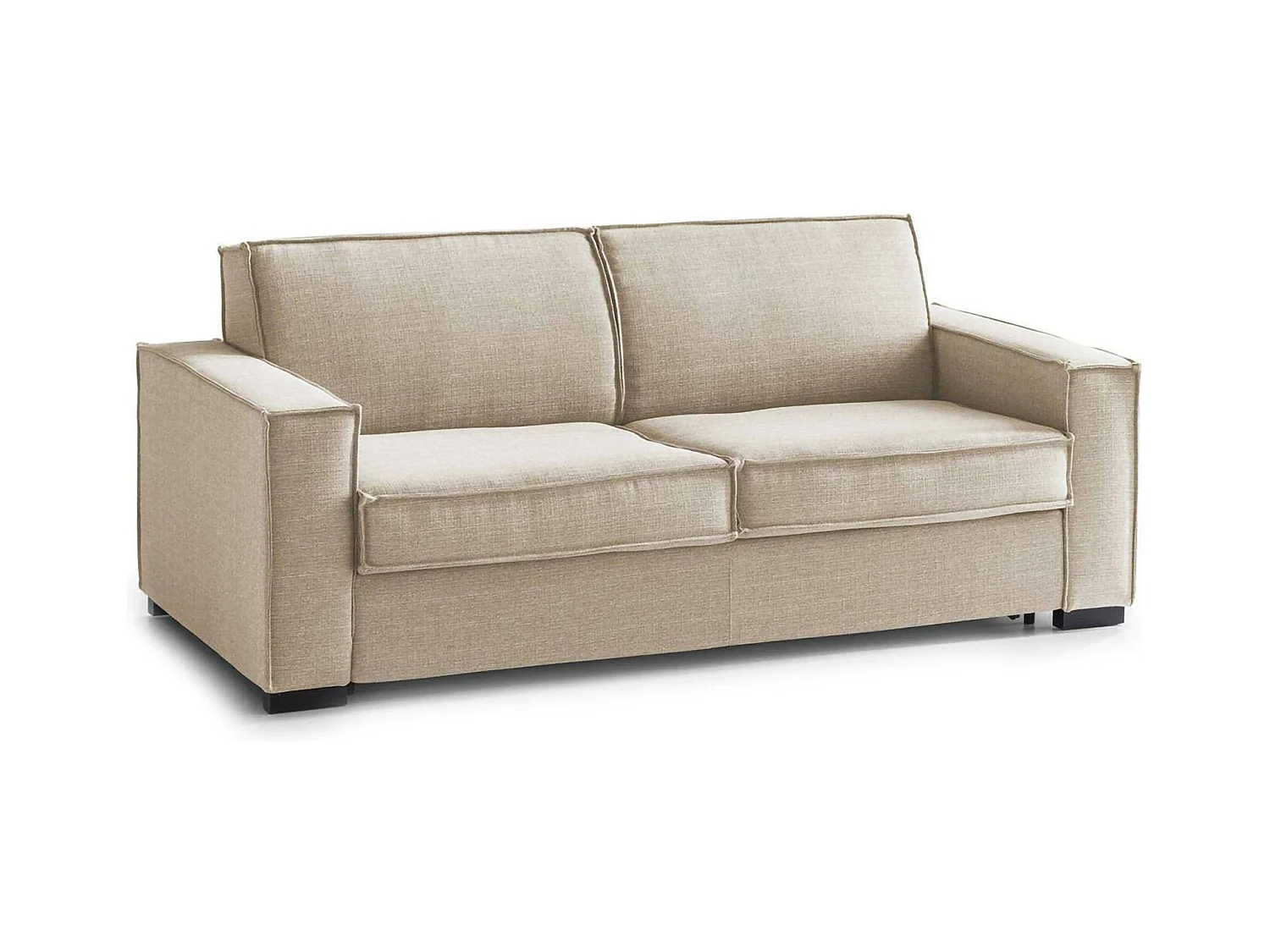 Canapé fixe Dgozz, Grand canapé 2 places, 100% Made in Italy, Canapé de salon en tissu, avec accoudoirs standards, 200x95h90 cm, Beige