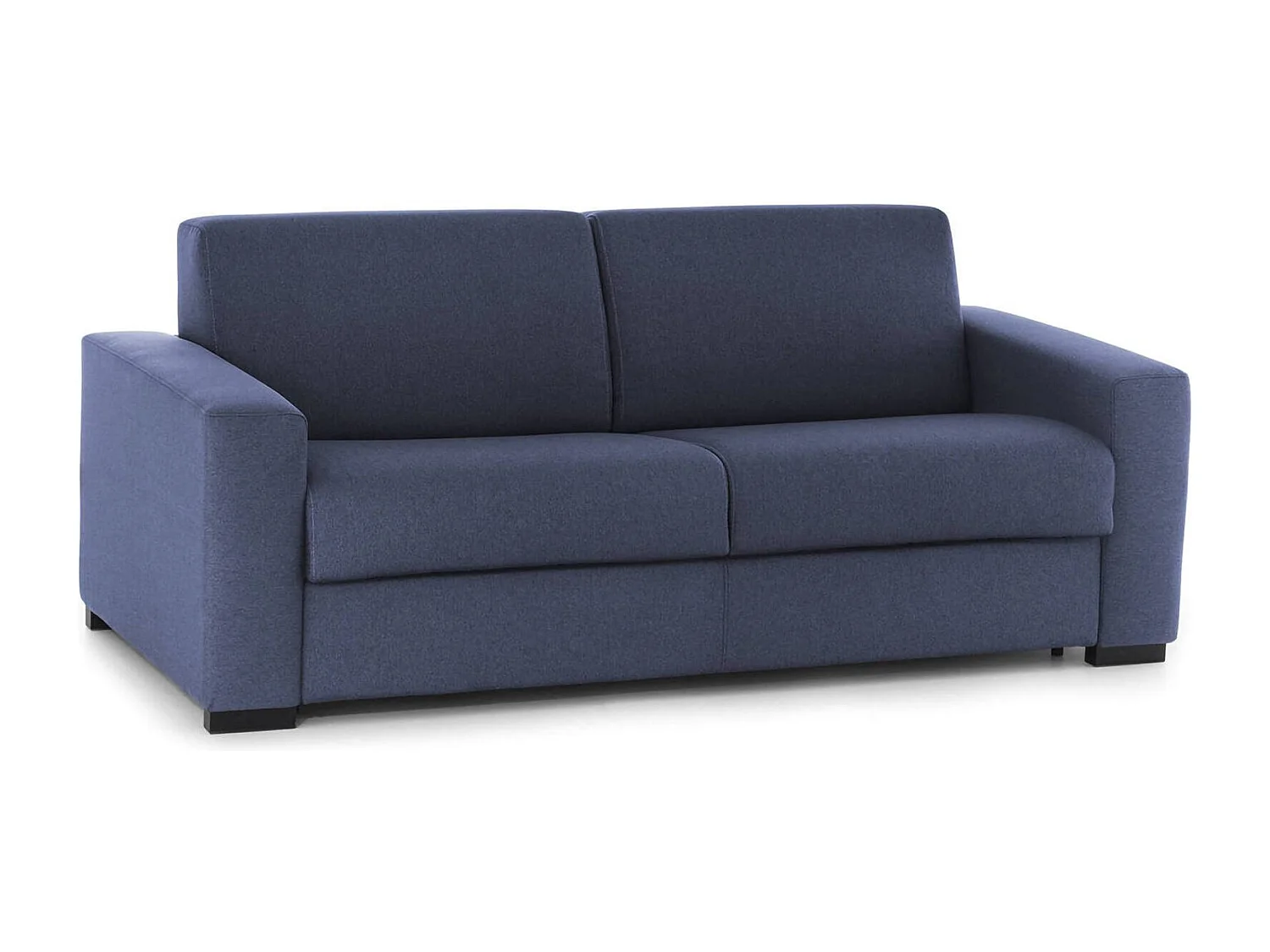 Dgrabb vaste bank, 3-zitsbank, 100% Made in Italy, Woonkamerbank, in gewatteerde stof, met slanke armleuningen, 200x95h90 cm, Blauw