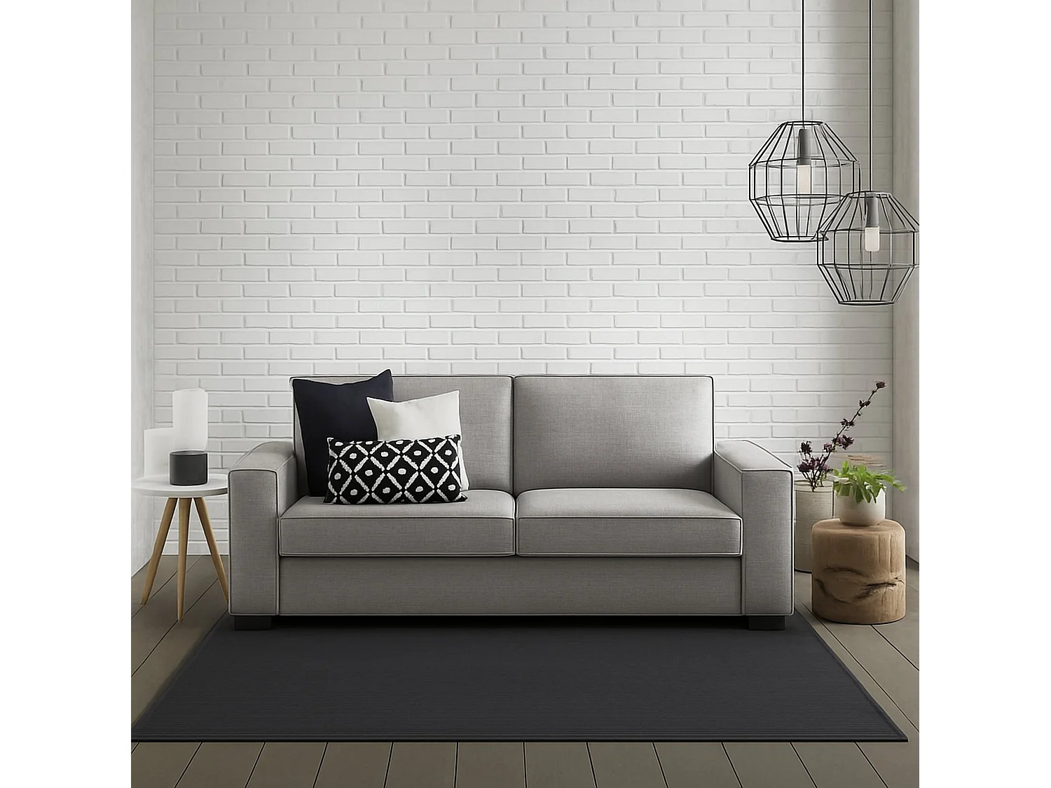 Divano Fisso 2 Posti Ayramah, Sfoderabile Made in Italy, 95x180x90h cm Grigio