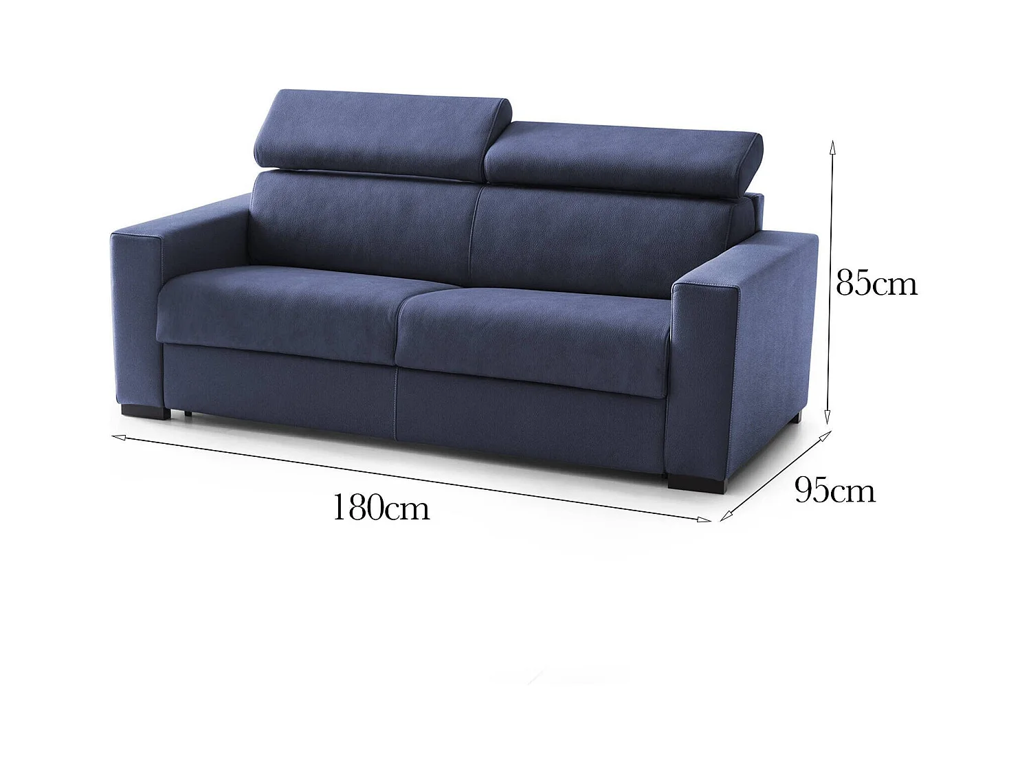 Canapé fixe Dgambar, Canapé 2 places, 100% Made in Italy, Canapé Salon, en tissu matelassé, avec appuis-tête réglables et accoudoirs standard, Cm 180x95h85, Bleu