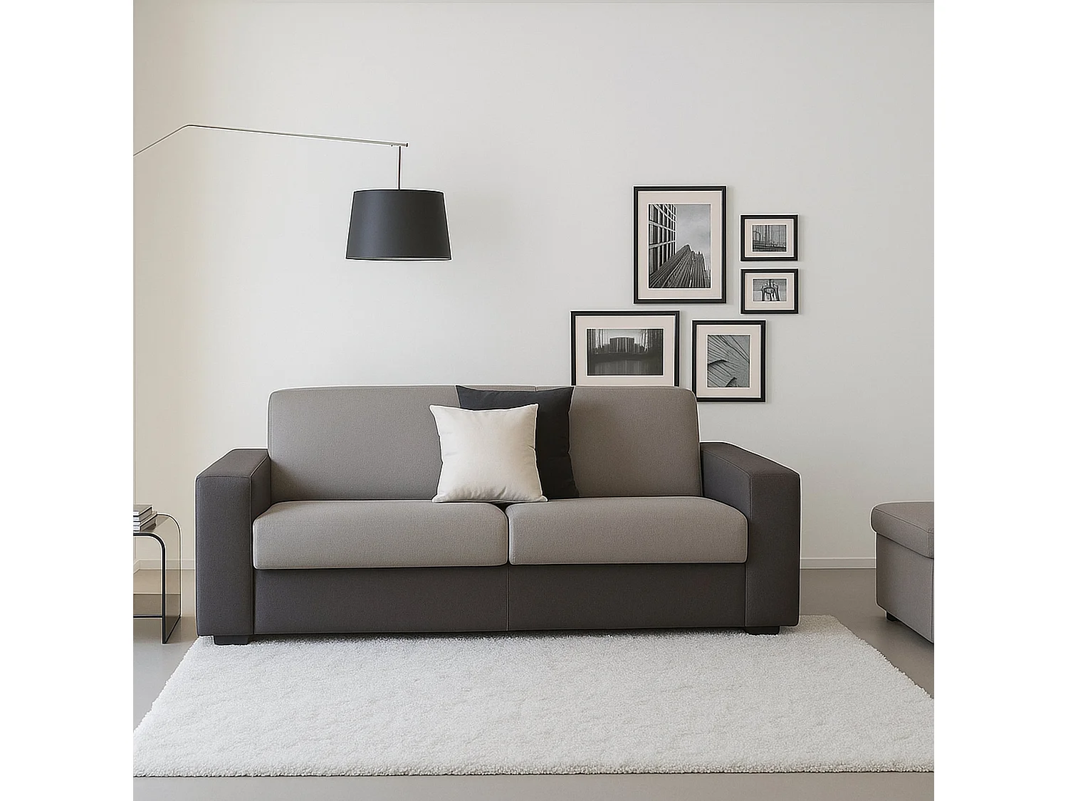 Divano Fisso 2 Posti Cianite, Sfoderabile Made in Italy, 95x180x90h cm Grigio