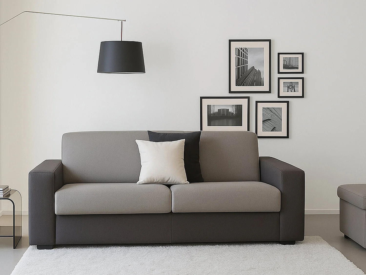 Divano Fisso 2 Posti Cianite, Sfoderabile Made in Italy, 95x180x90h cm Grigio