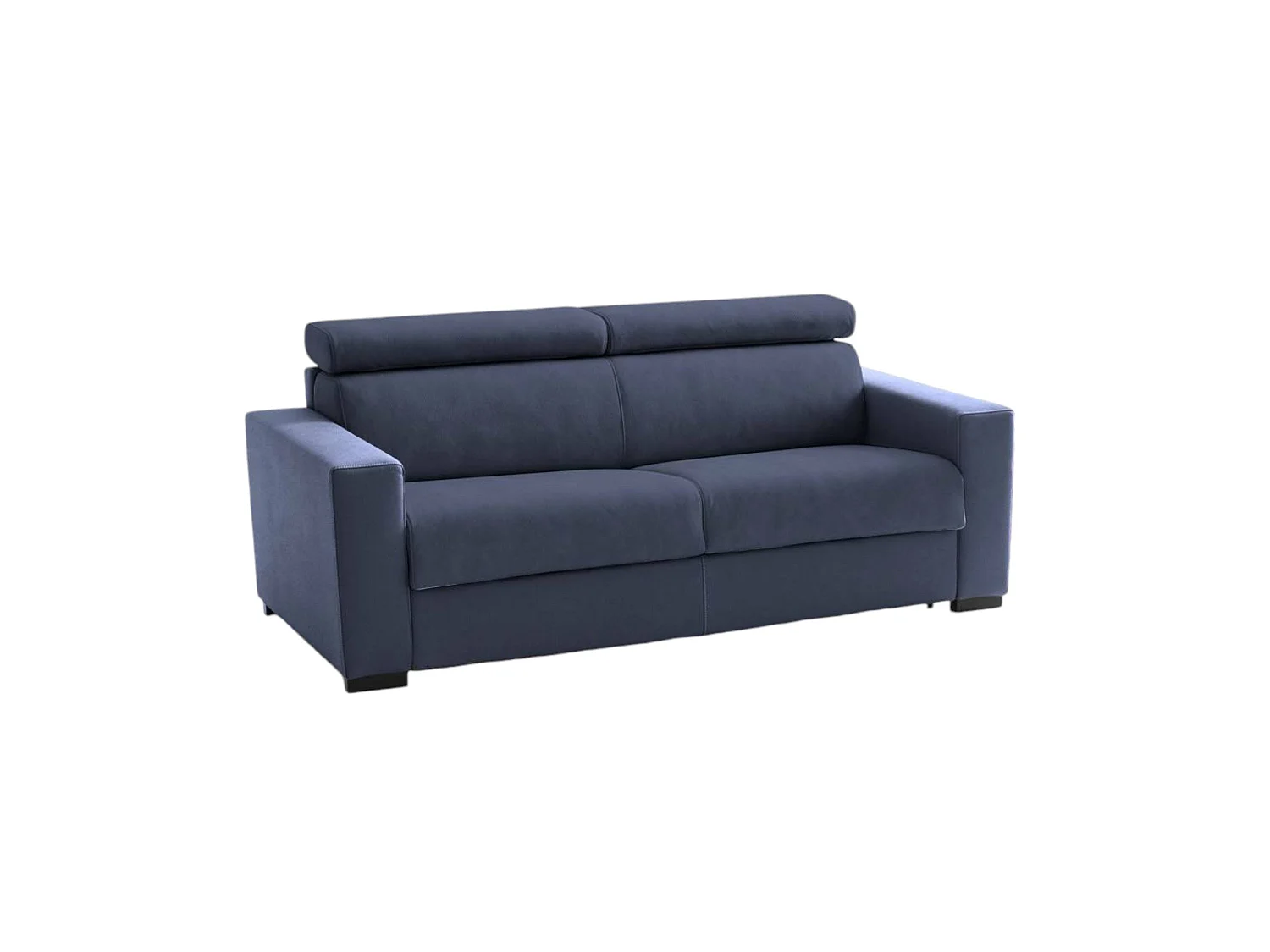 Canapé fixe Diannon, Grand Canapé 2 places, 100% Made in Italy, Canapé Salon, en tissu matelassé, avec appuis-tête réglables et accoudoirs fins, Cm 180x95h85, Bleu