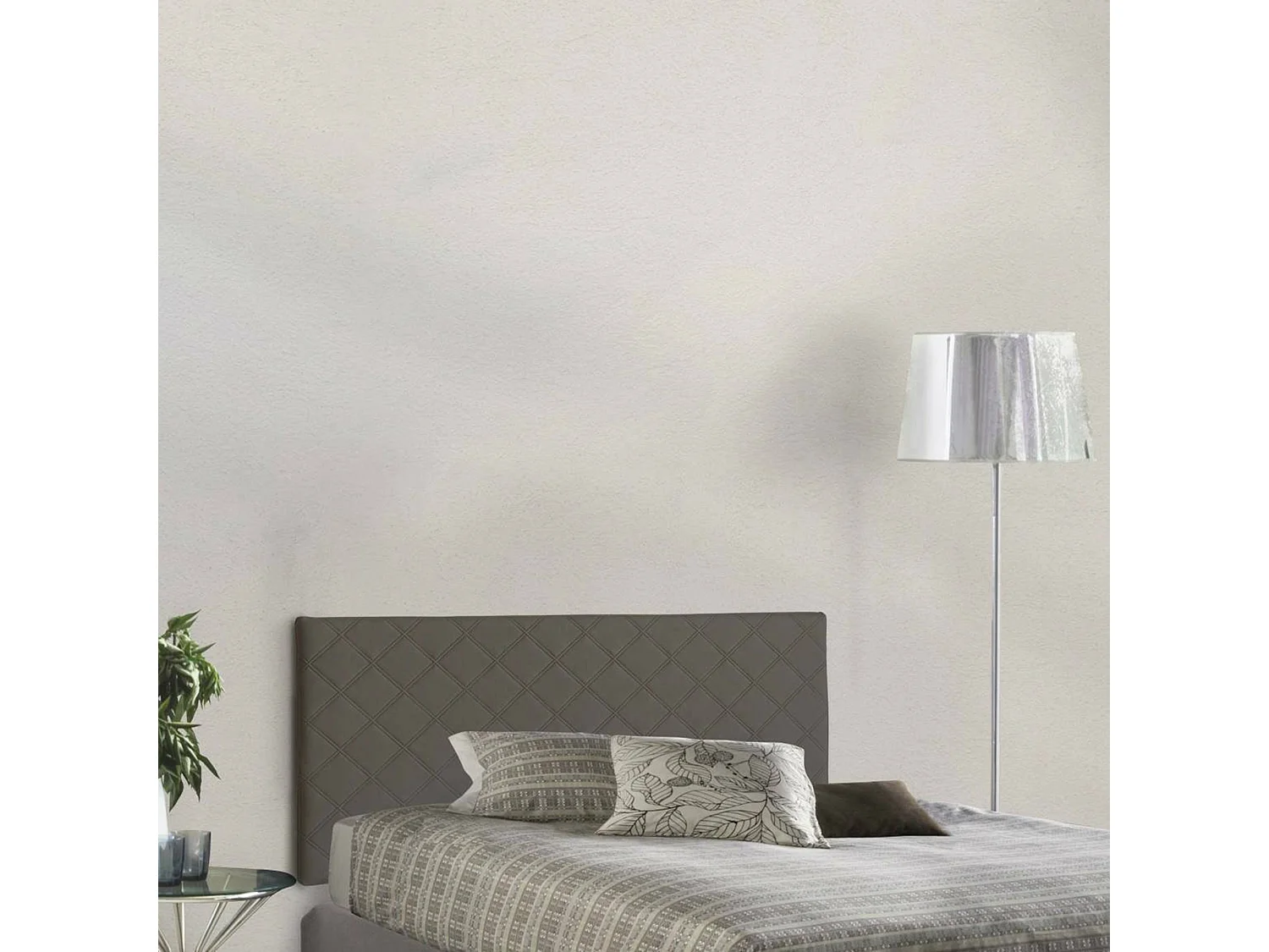 Lit queen size Dbernab, tête de lit murale en éco-cuir, 100% Made in Italy, convient pour un lit queen size, 130x60 cm, gris tourterelle