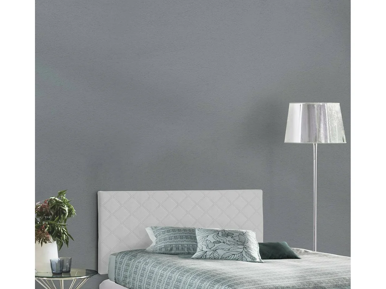 Lit queen size Dbernab, tête de lit murale en éco-cuir, 100% Made in Italy, adaptée pour un lit queen size, 130x60 cm, Blanc