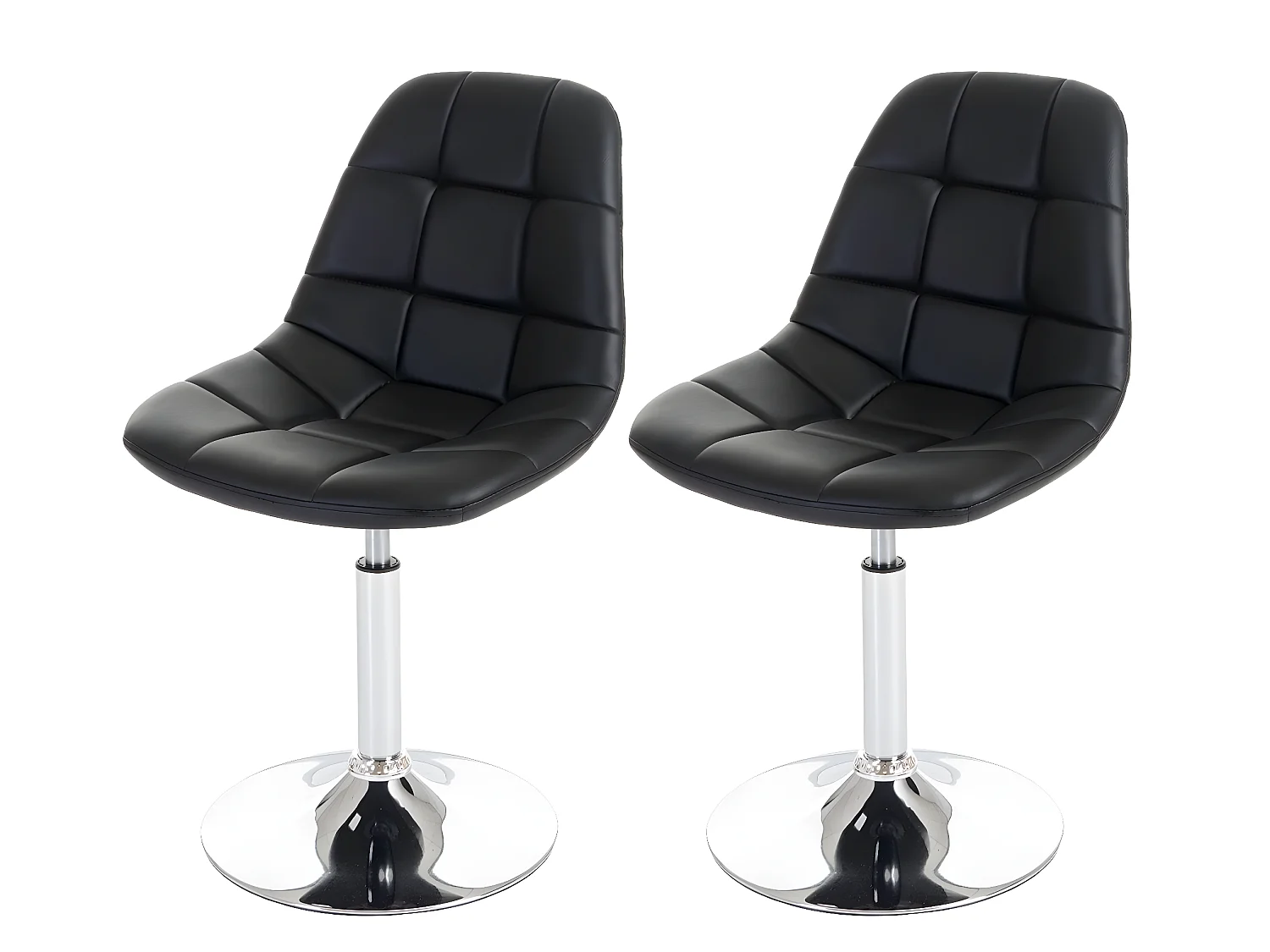 2x chaises de salle à manger en synthétique noir pied chromé pivotant CDS04423