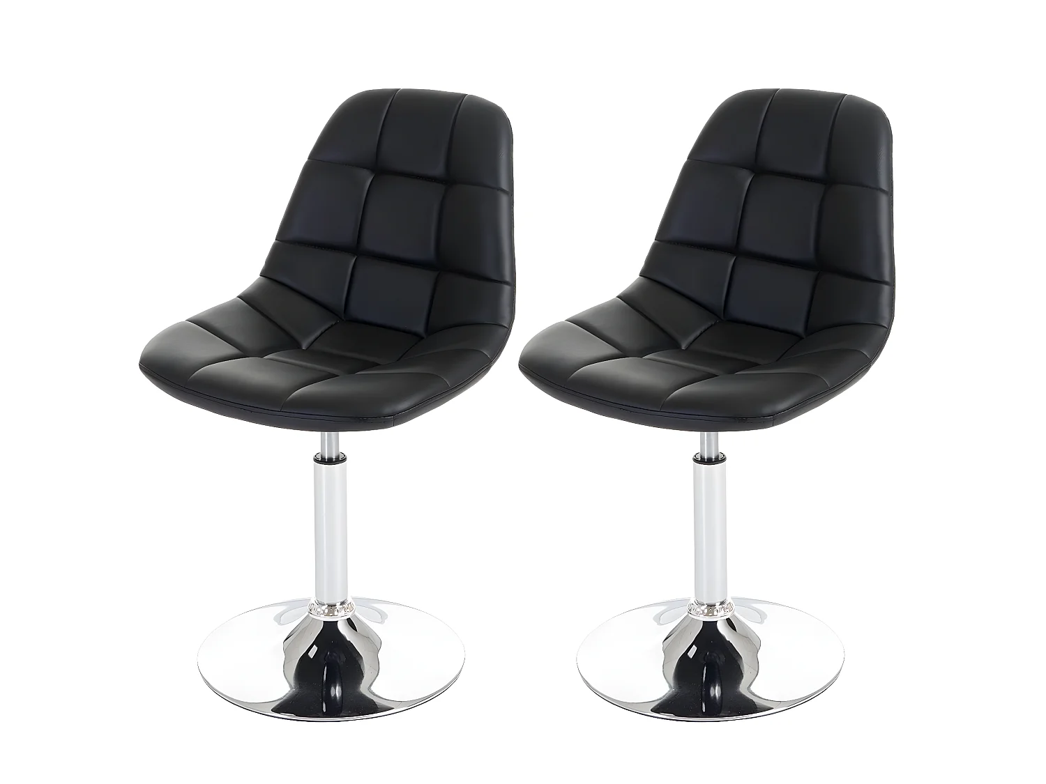 2x chaises de salle à manger en synthétique noir pied chromé pivotant CDS04423