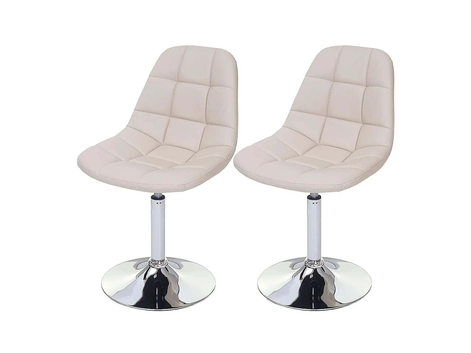 2x chaises de salle à manger en synthétique crème pied chromé pivotant CDS04421
