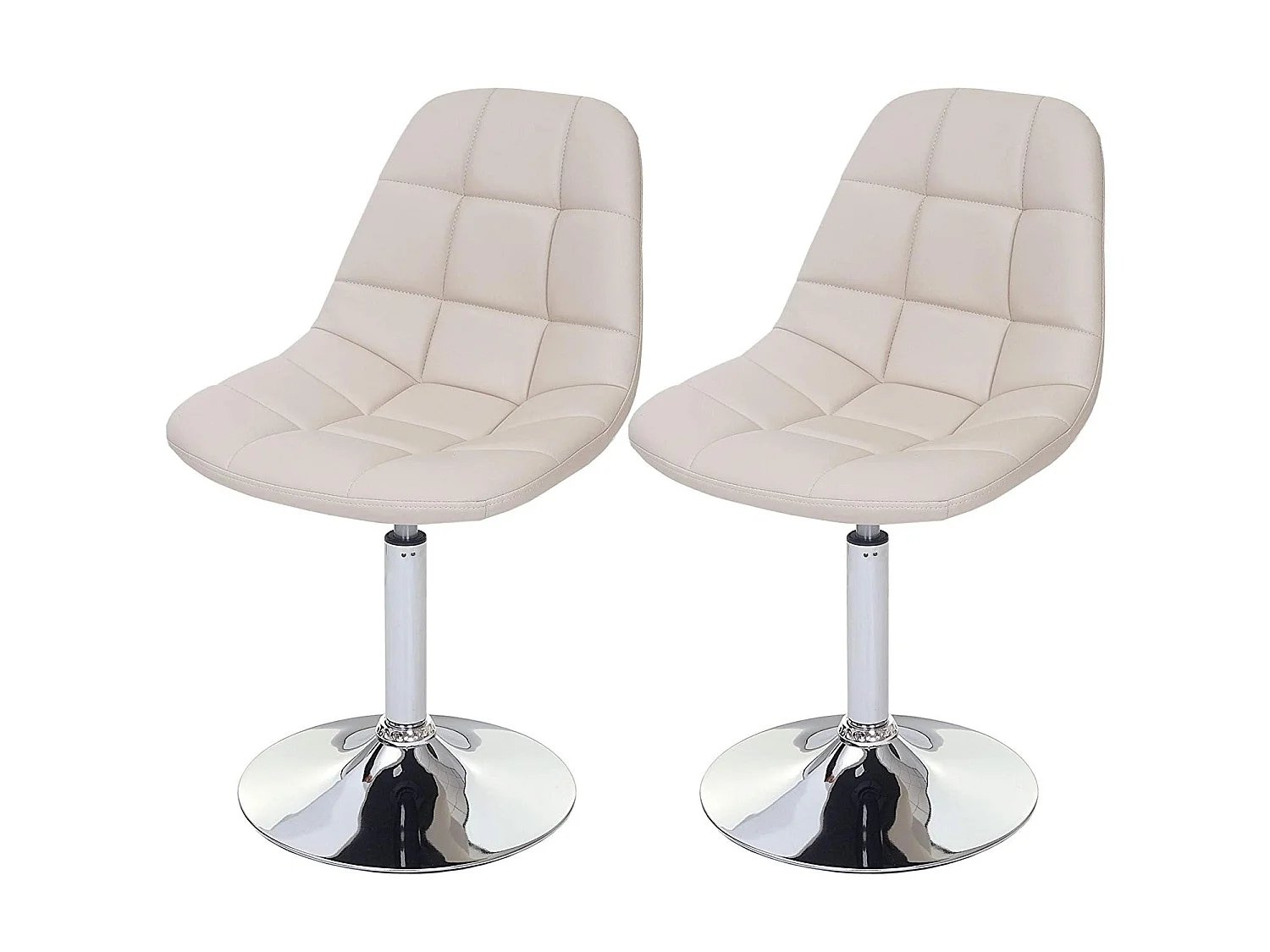 2x chaises de salle à manger en synthétique crème pied chromé pivotant CDS04421