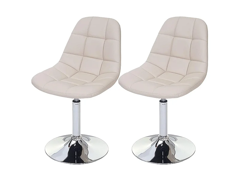 2x chaises de salle à manger en synthétique crème pied chromé pivotant CDS04421