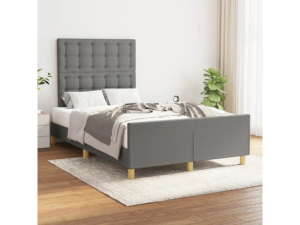 Cadre de lit sans matelas gris foncé 120x200 cm tissu