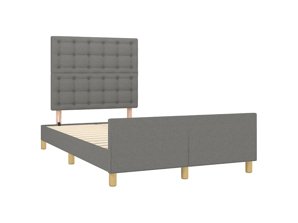 Cadre de lit sans matelas gris foncé 120x200 cm tissu