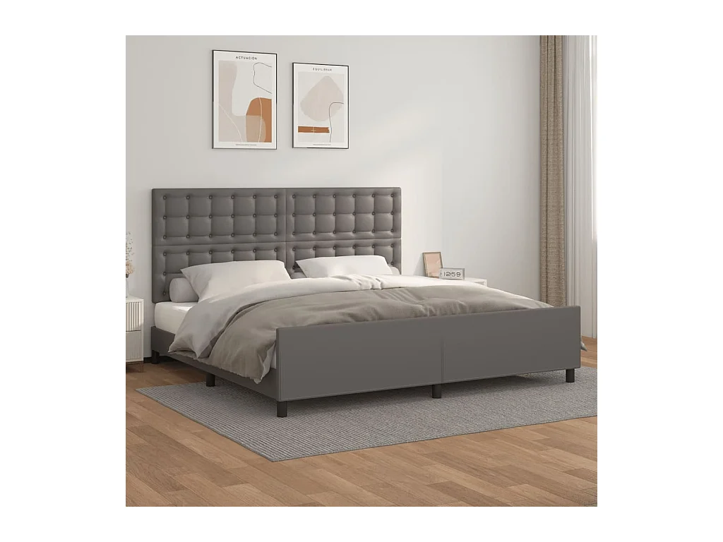 Cadre de lit sans matelas gris 200x200 cm similicuir