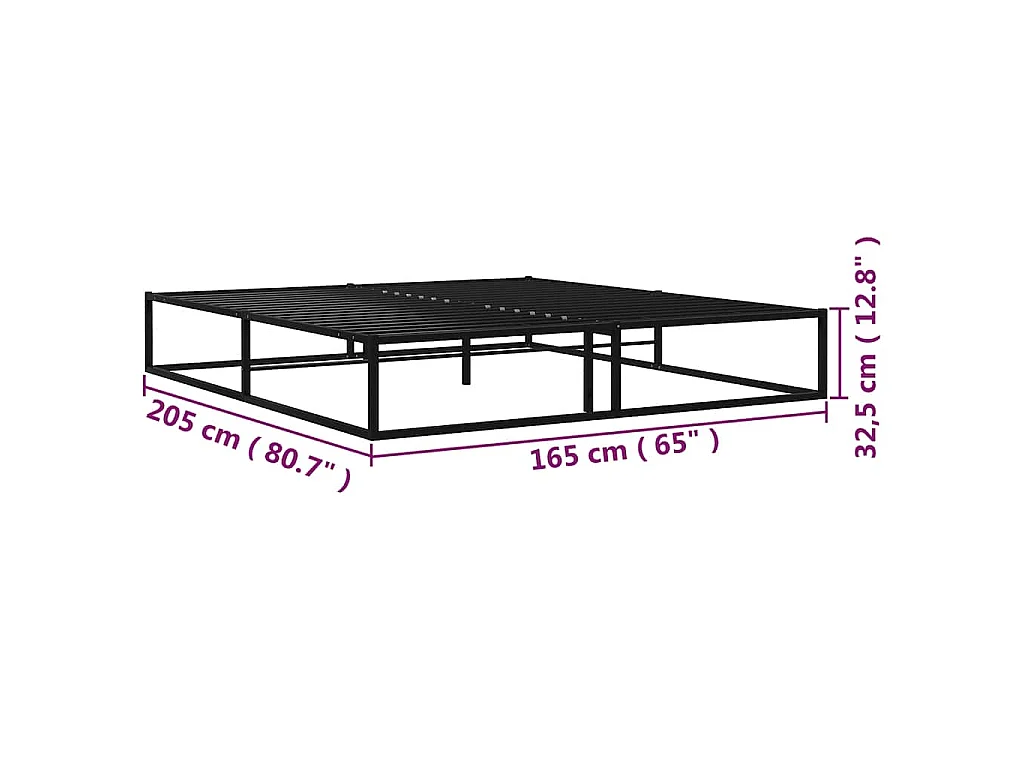 Cadre de lit sans matelas noir métal 160x200 cm
