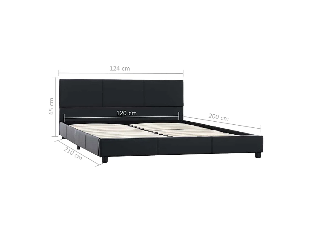 Cadre de lit sans matelas noir similicuir 120x200 cm