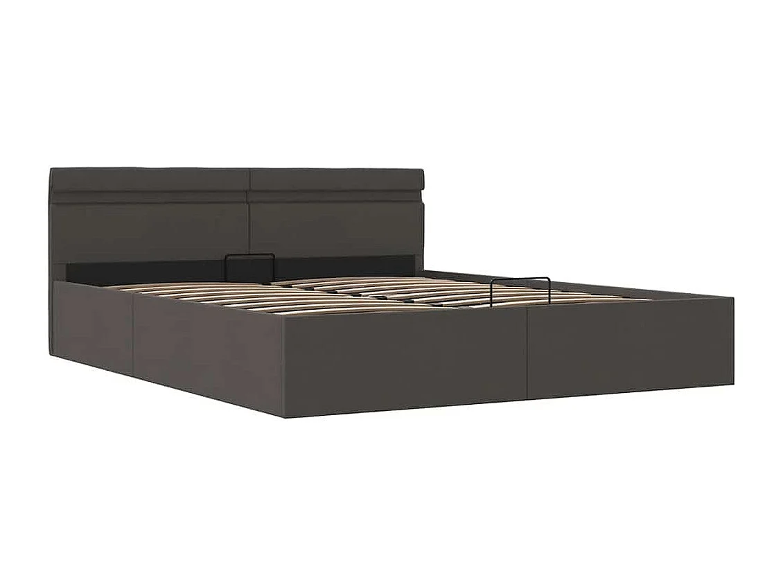 Giroletto con Contenitore e LED Grigio Scuro Tessuto 180x200 cm